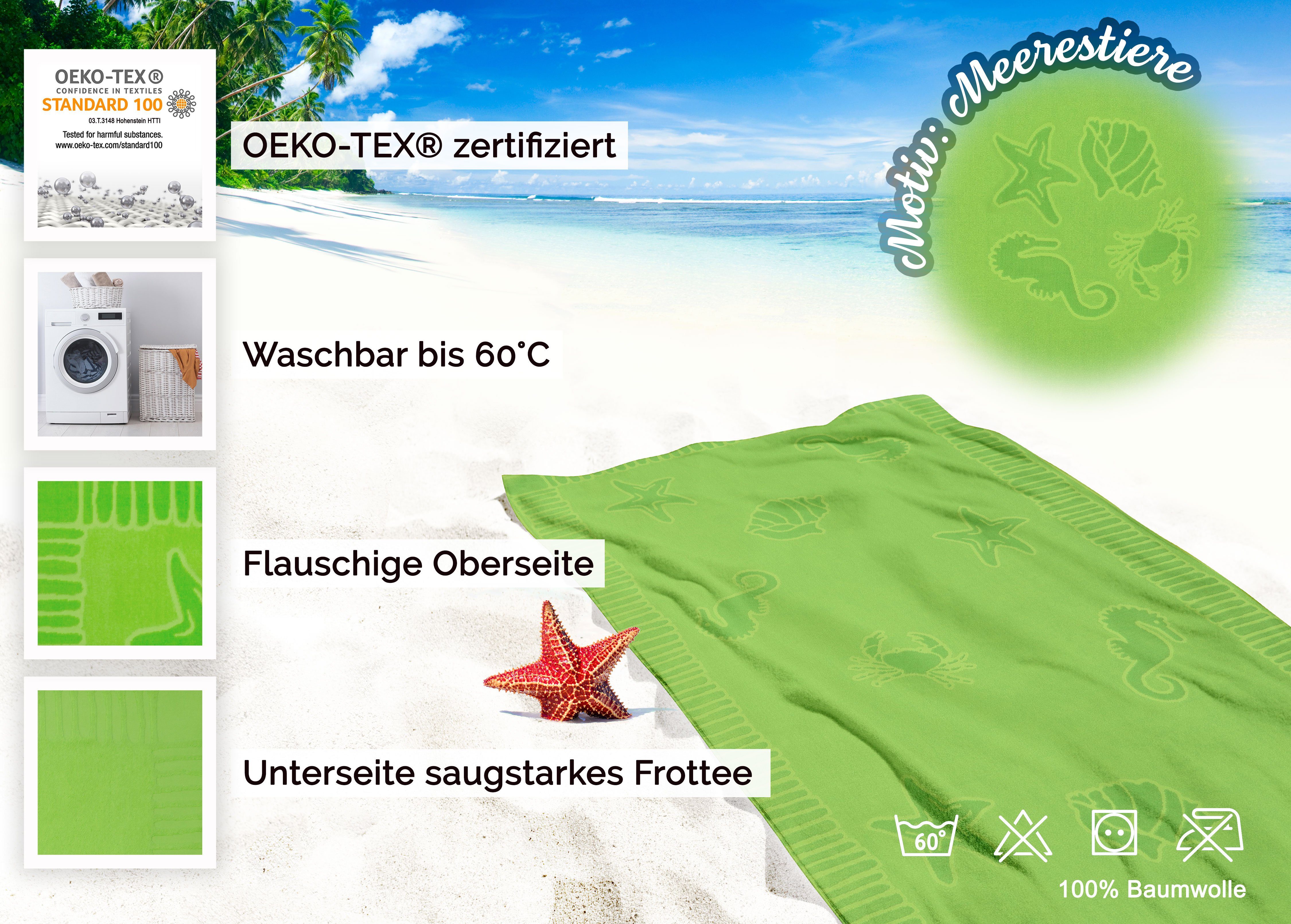 Hotelwäschespezialisten Frottier Baumwolle, 200 100 apfelgrün Strandtuch, 100% (1-St), ZOLLNER cm, x vom