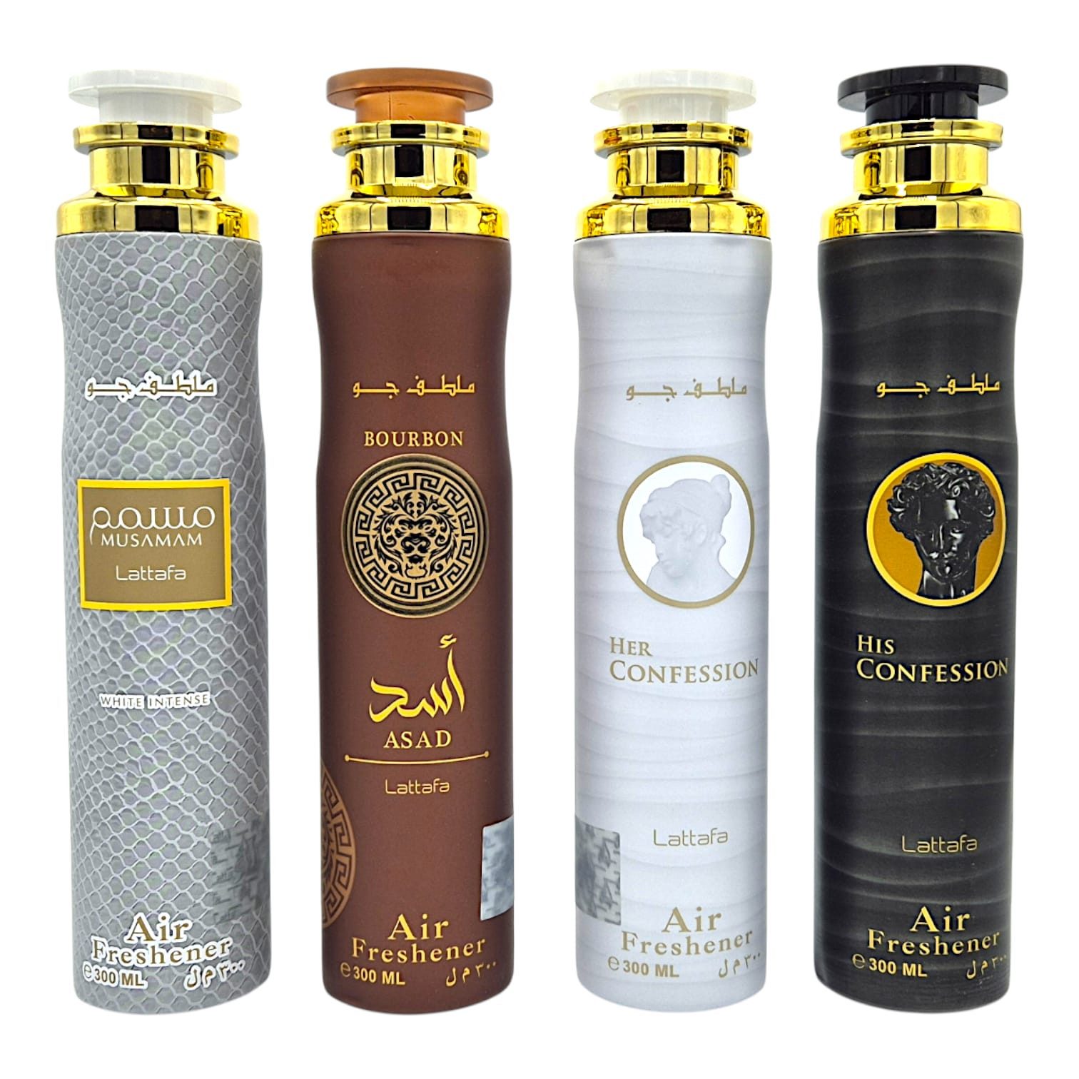 Lattafa Raumduft Raumspray Lufterfrischer His und Her Confession, Musamam White, Asad