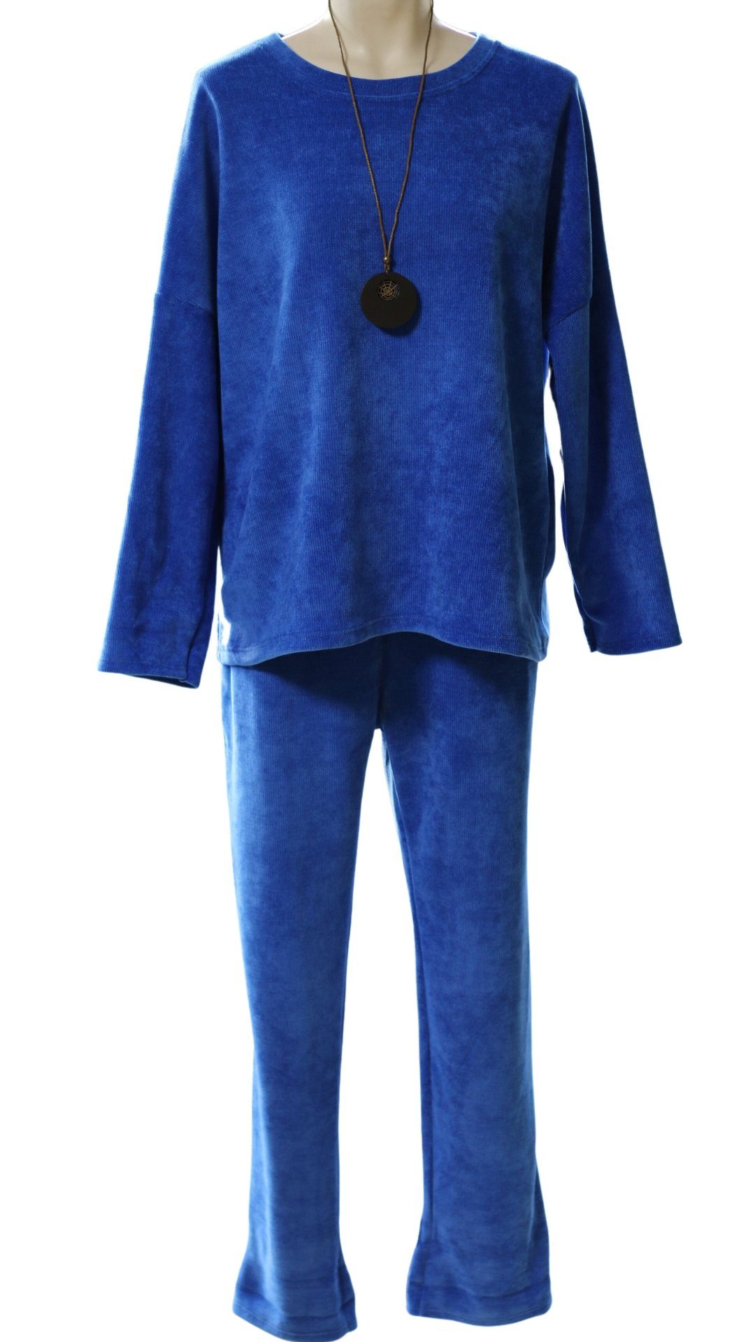 Charis Moda zweiteiliger Hausanzug Hausanzug Royalblau Set Outfit Chilltime Loungewear
