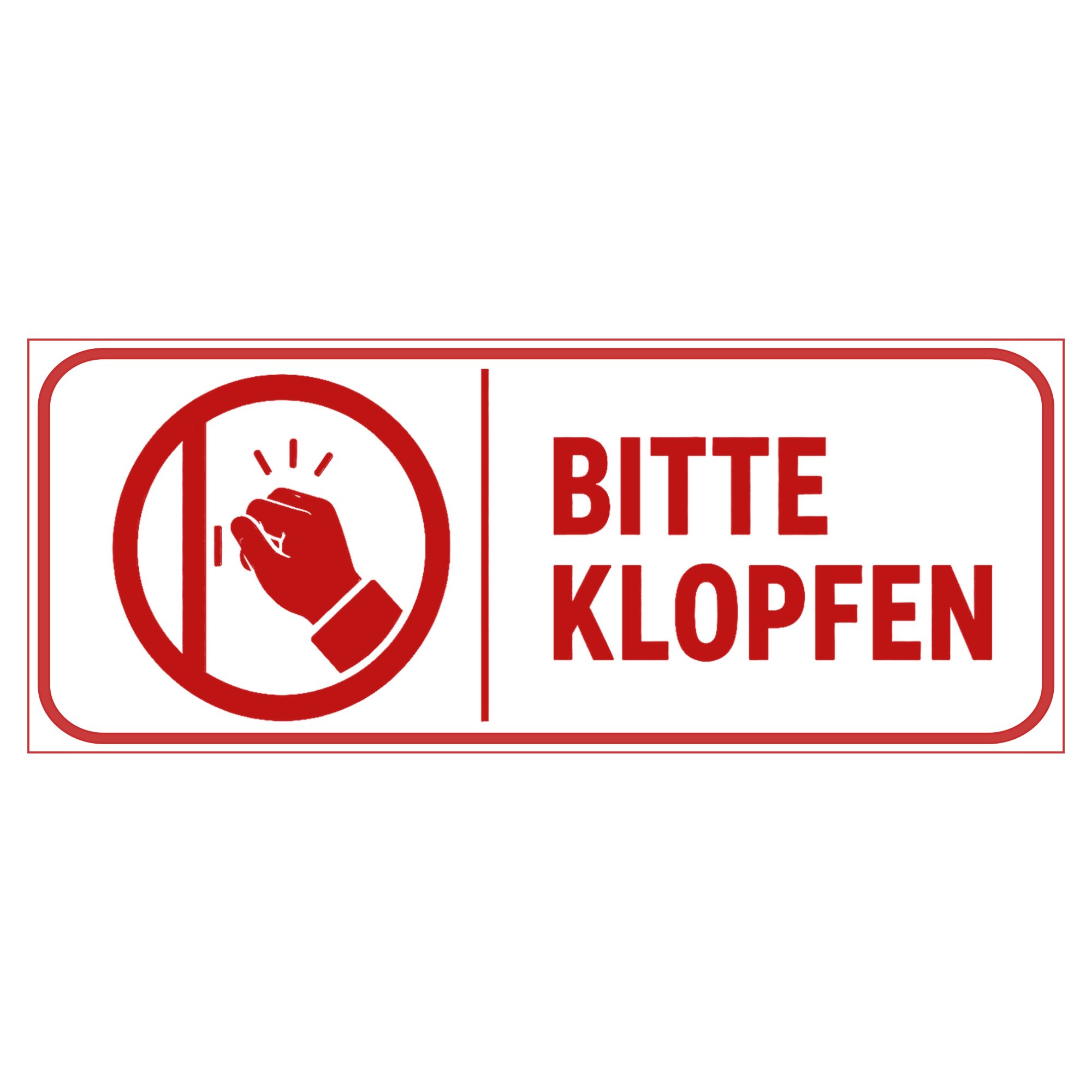 Nomiro Hinweisschild NOMIRO Hinweisschild Türschild Bitte klopfen 15x6 cm - Kunststoff weiß, (1 St), selbstklebend, lasergraviert