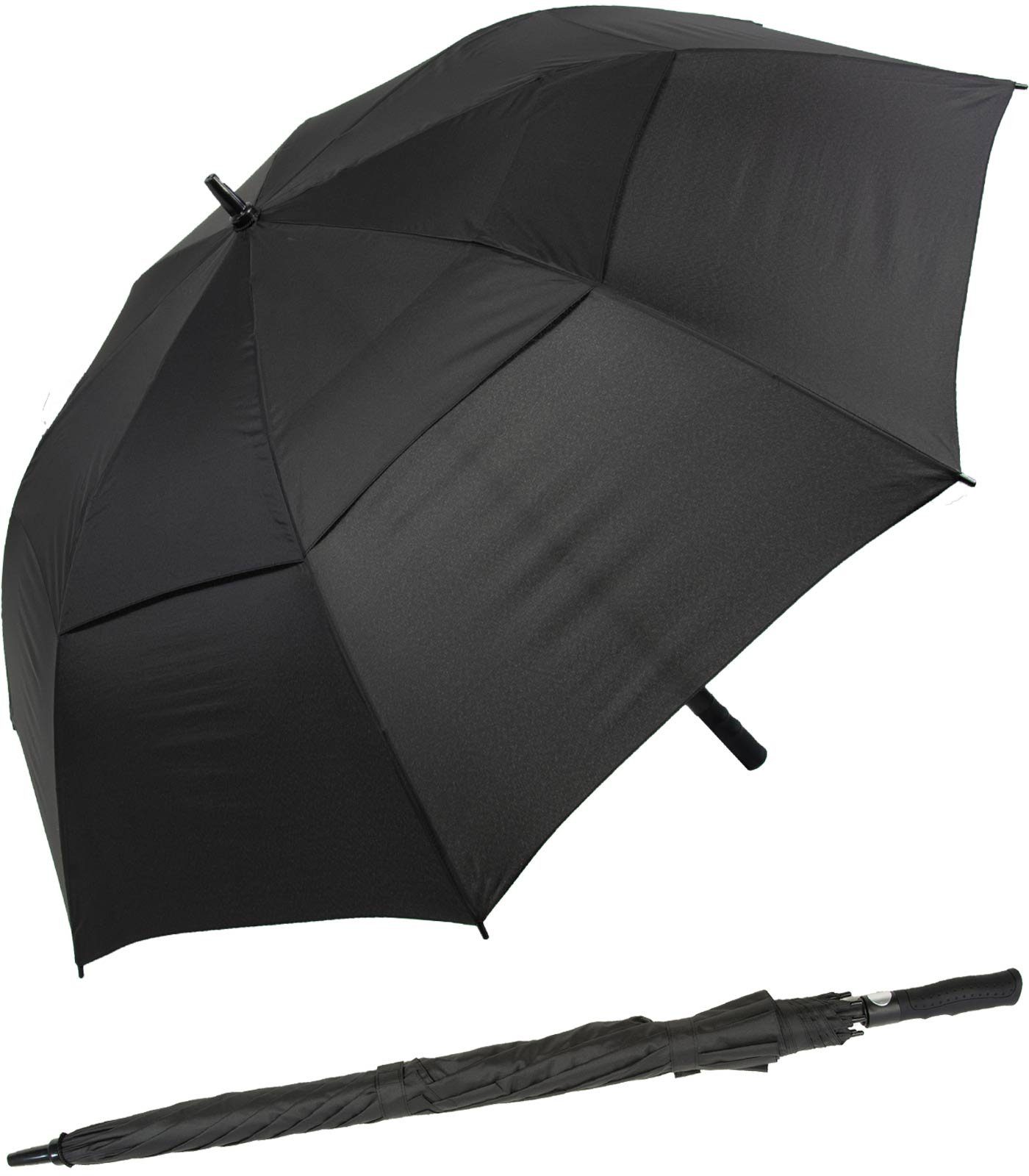 Impliva Langregenschirm Falcone® XXL Golfschirm mit Glasfibergestell, innovatives Design mit Auf-Automatik schwarz