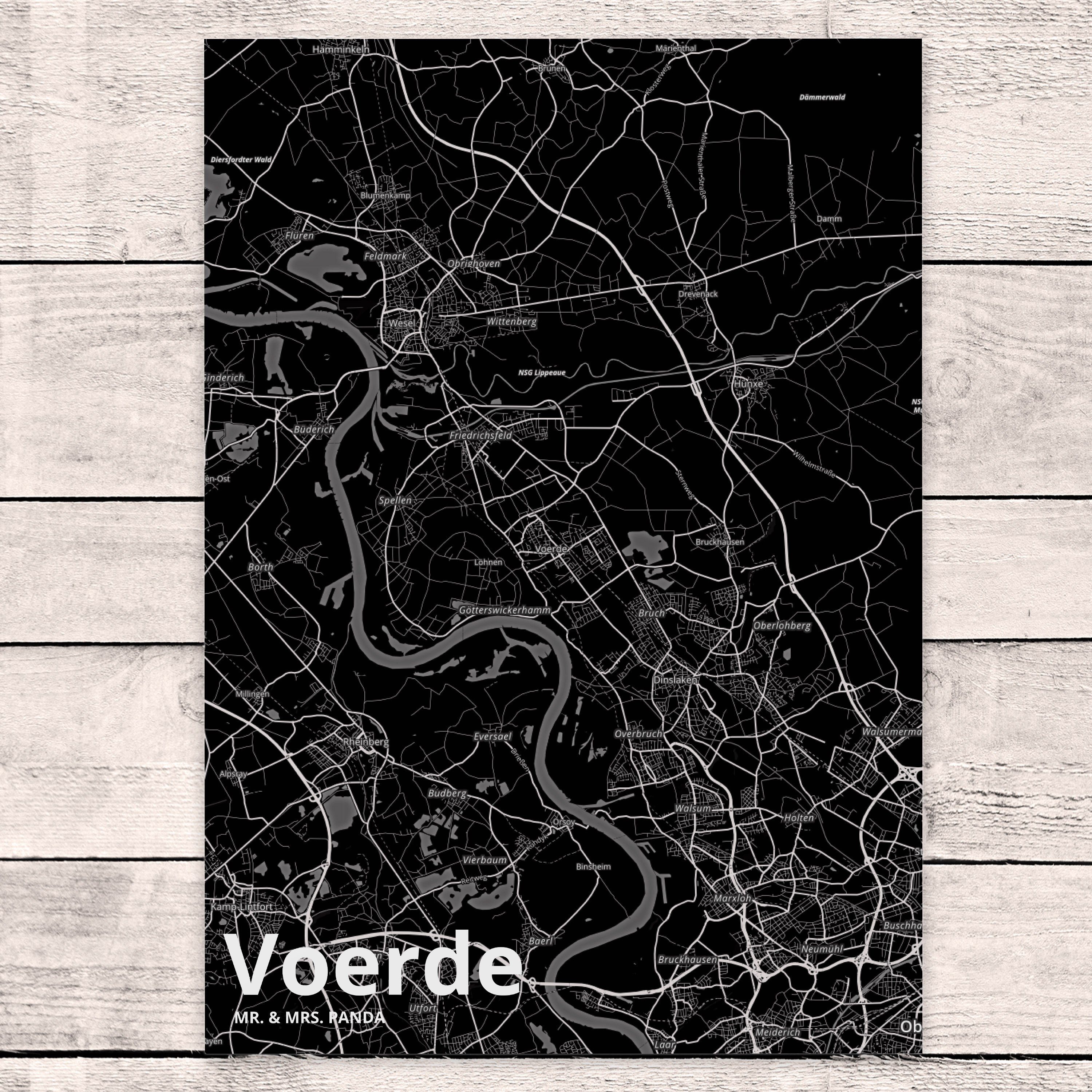 Karte Voerde Stad Postkarte Panda Map Landkarte & Dorf Stadt Mr. Geschenk, Geschenkkarte, Mrs. -