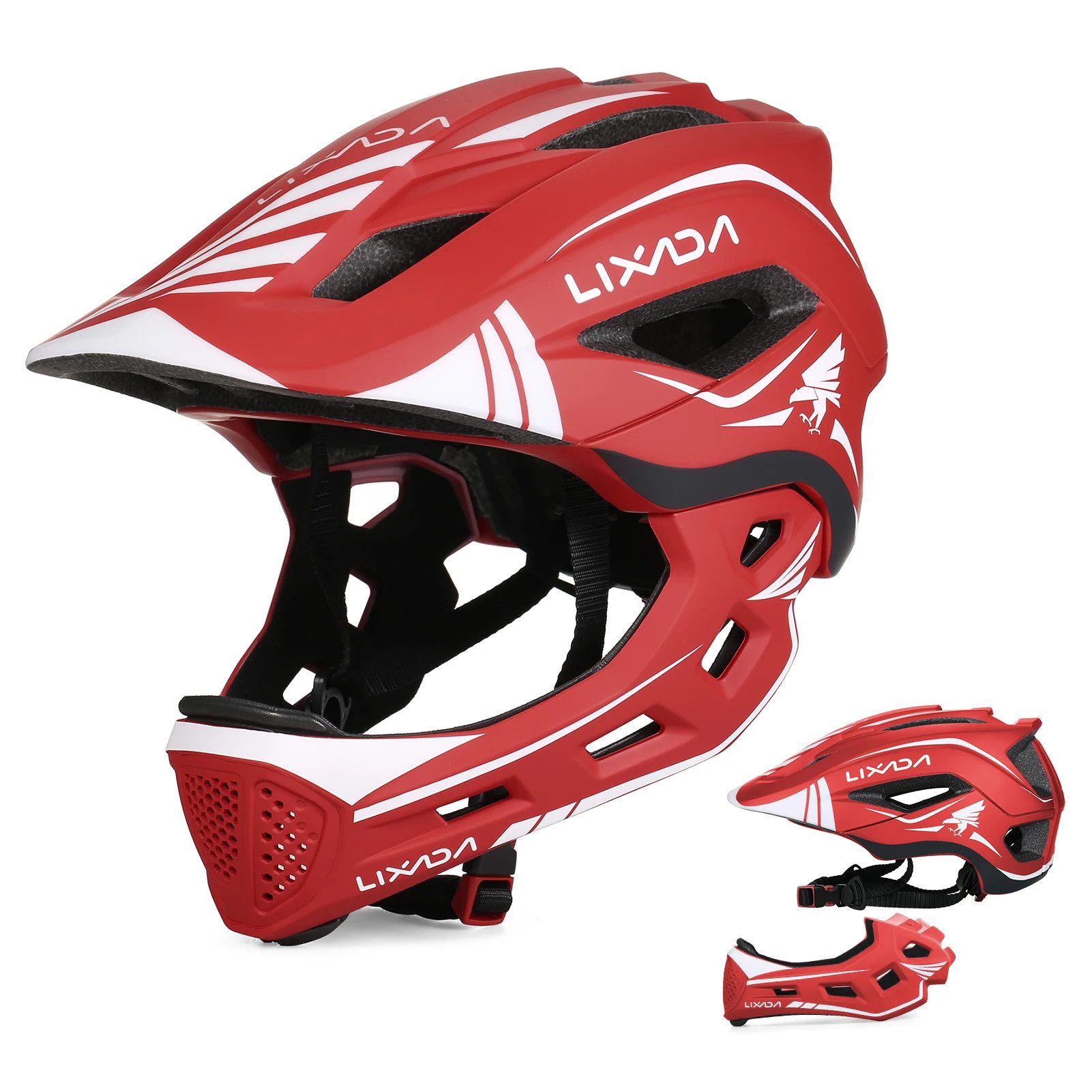 Lixada Kinderfahrradhelm Kinderfahrradhelm Fahrradhelm Kinder Fullface abnehmbar Unisex, 13 Lüftungsöffnungen, 2-in-1 Helm, stoßfester EPS-Schaum