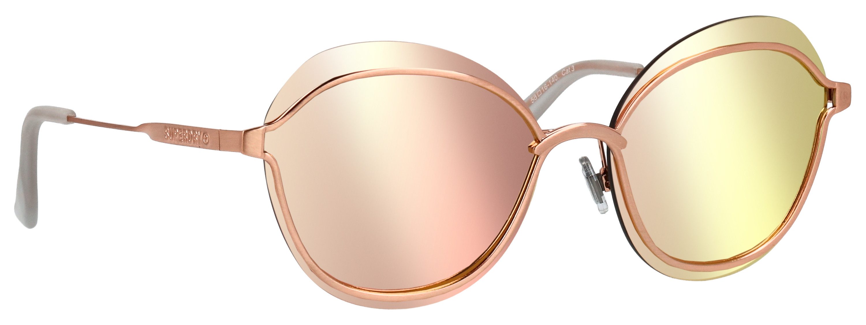 Superdry Sonnenbrille Modell 995052 Form Butterfly, Logoschriftzug auf Bügel, Metallfassung
