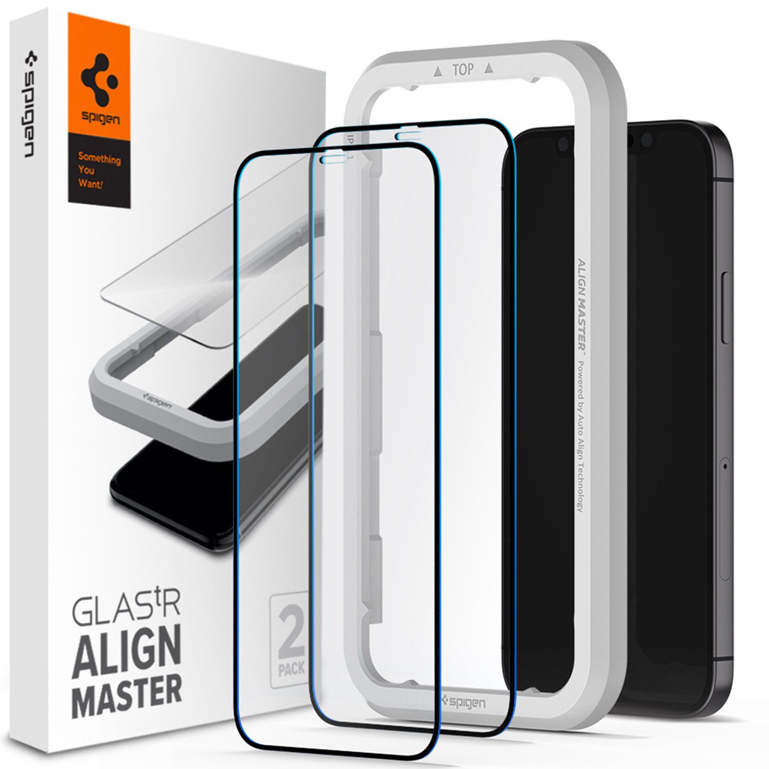 Spigen Displayschutzglas Spigen AlignMaster Full Screen Protector Apple iPhone 12 (Pro), 2 Stück