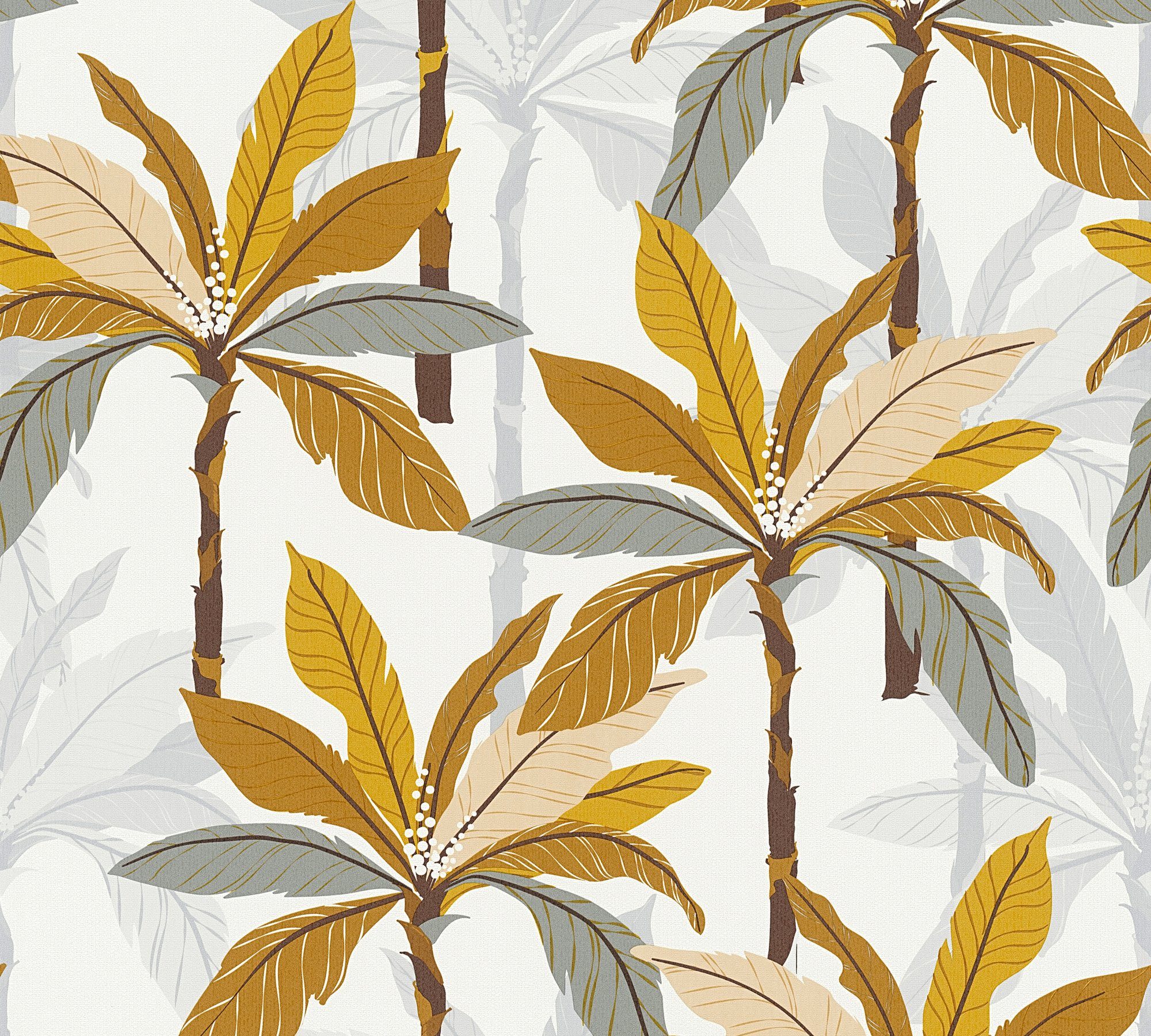 A.S. Création Vliestapete Palmen Geo orange/gelb/weiß Nordic, Dschungel strukturiert, Tapete floral