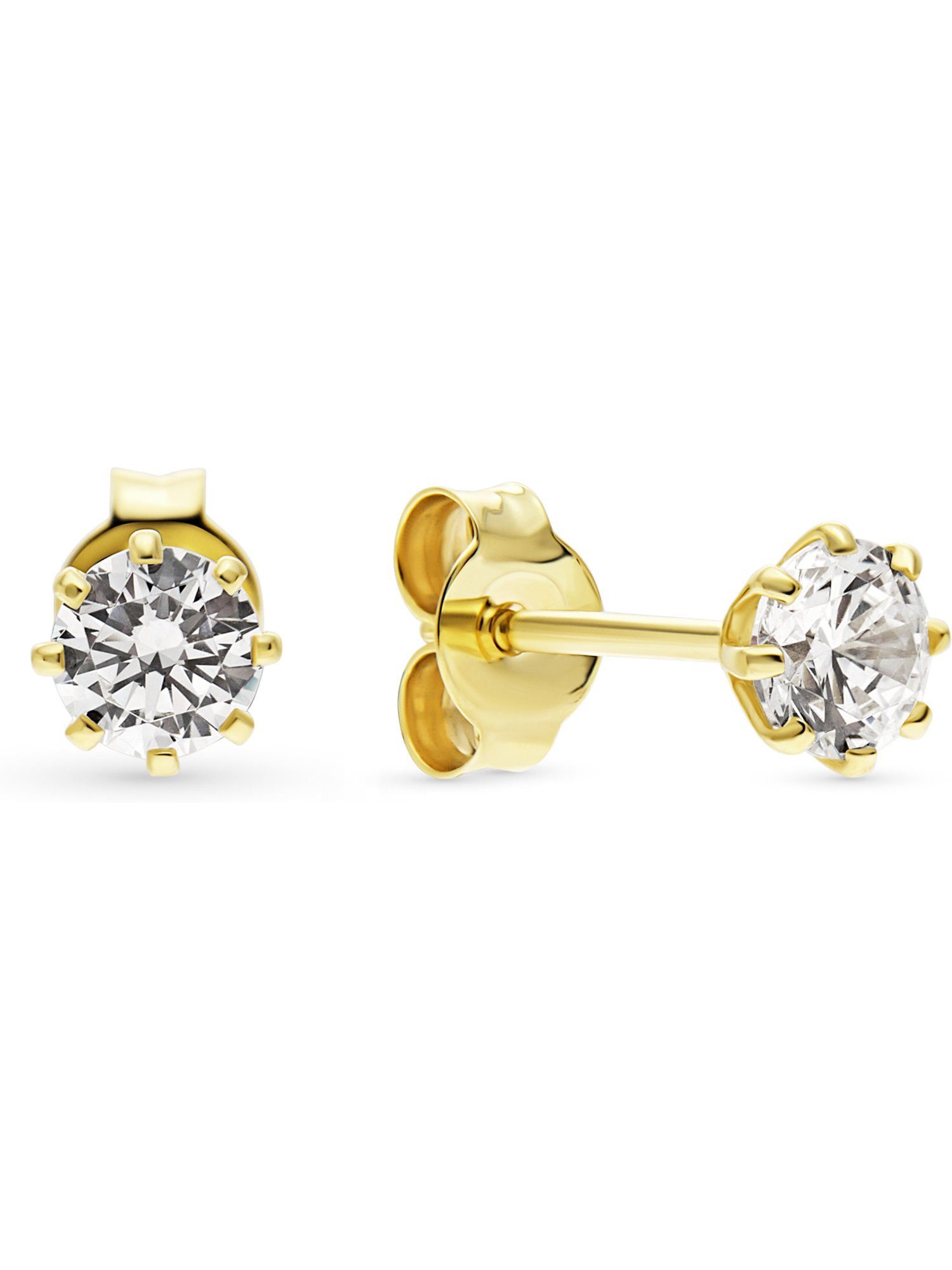 FAVS Paar Ohrstecker FAVS Damen-Ohrstecker 375er Gelbgold 2 Zirkonia