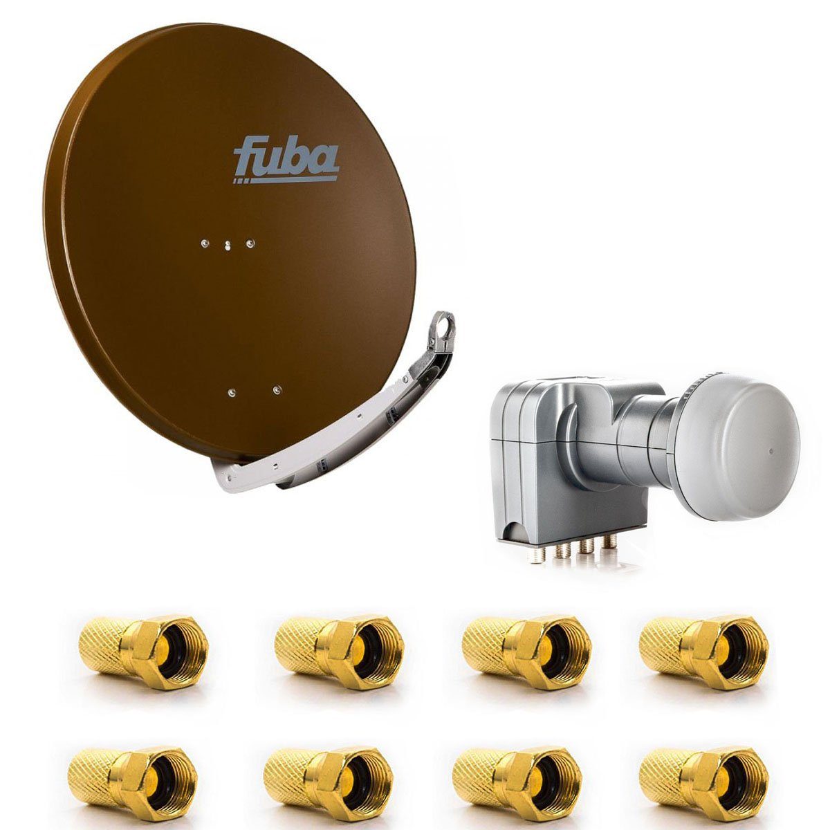 Fuba DAA 850 B Satellitenantenne 85cm Alu Braun DEK 417 Quad LNB SAT-Antenne
