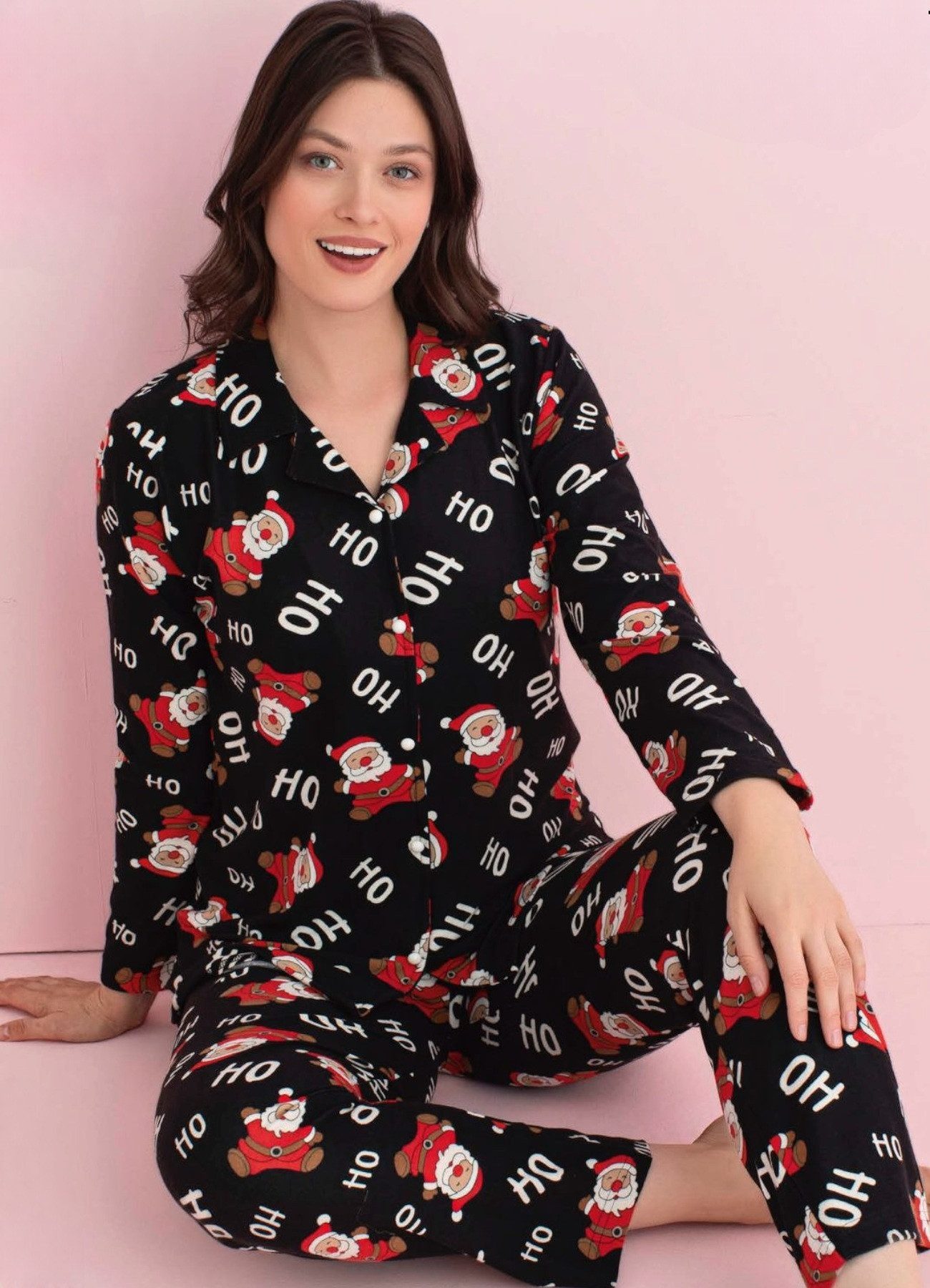 fashionshowcase Pyjama Weihnachts-Design Schlafanzug mit Santa günstig online kaufen