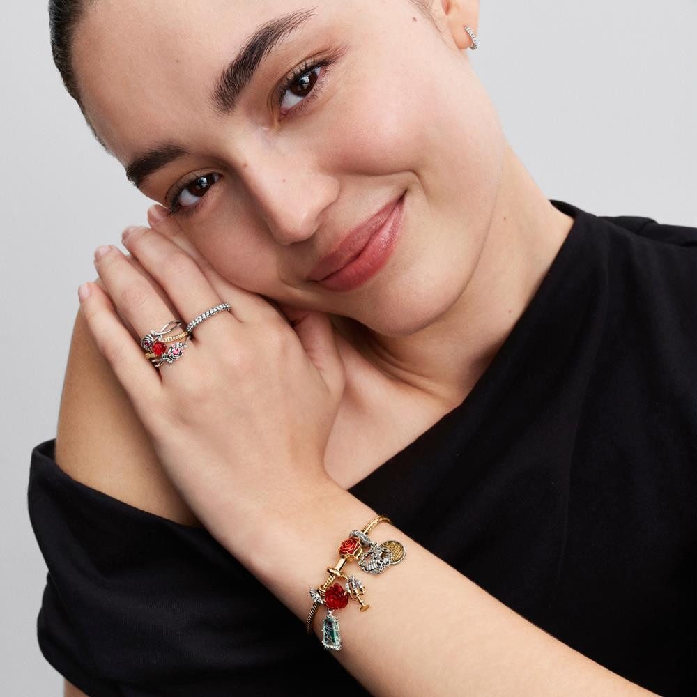 Pandora Fingerring PANDORA Disney Damenring Die Schöne und das Biest, vergoldet