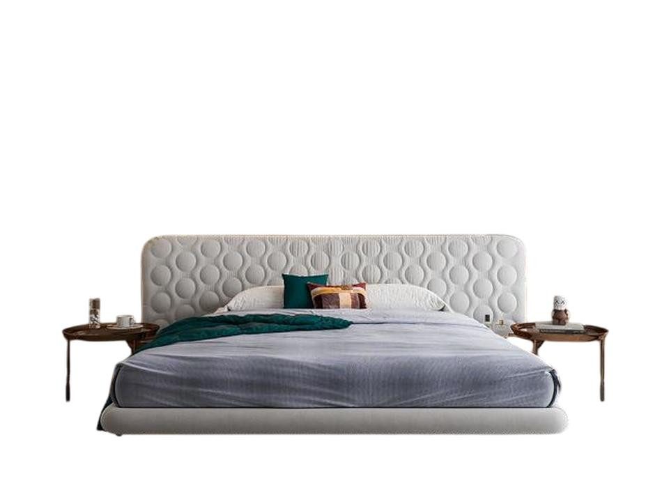 JVmoebel Polsterbett Weißes Polsterbett mit Kreis-Quilted-Design für elegantes Schlafzimmer, Made in Europe