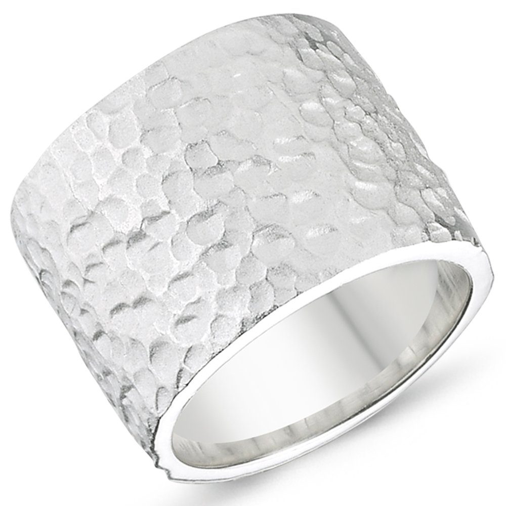 Vinani Silberring, Vinani Design Ring breit gehämmert massiv mattiert  schlicht 925 Sterling Silber Größe 64 (20,4) 2RBA