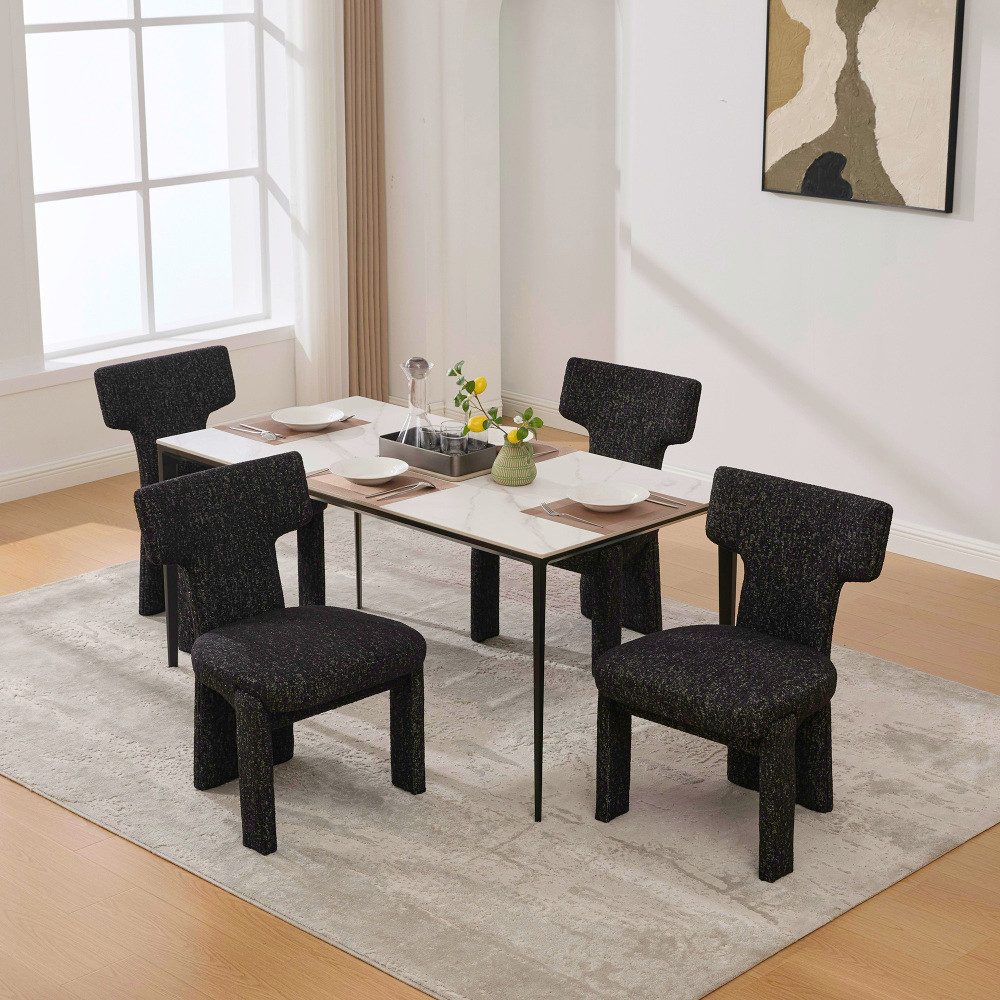 BBWL Polsterstuhl Set 2 Stück Armlehnefreie Akzentsessel mit gebogener Rückenlehne, Moderner Chenille-Polstersessel für Wohnzimmer, Esszimmer, Café – Bild 5 von 5