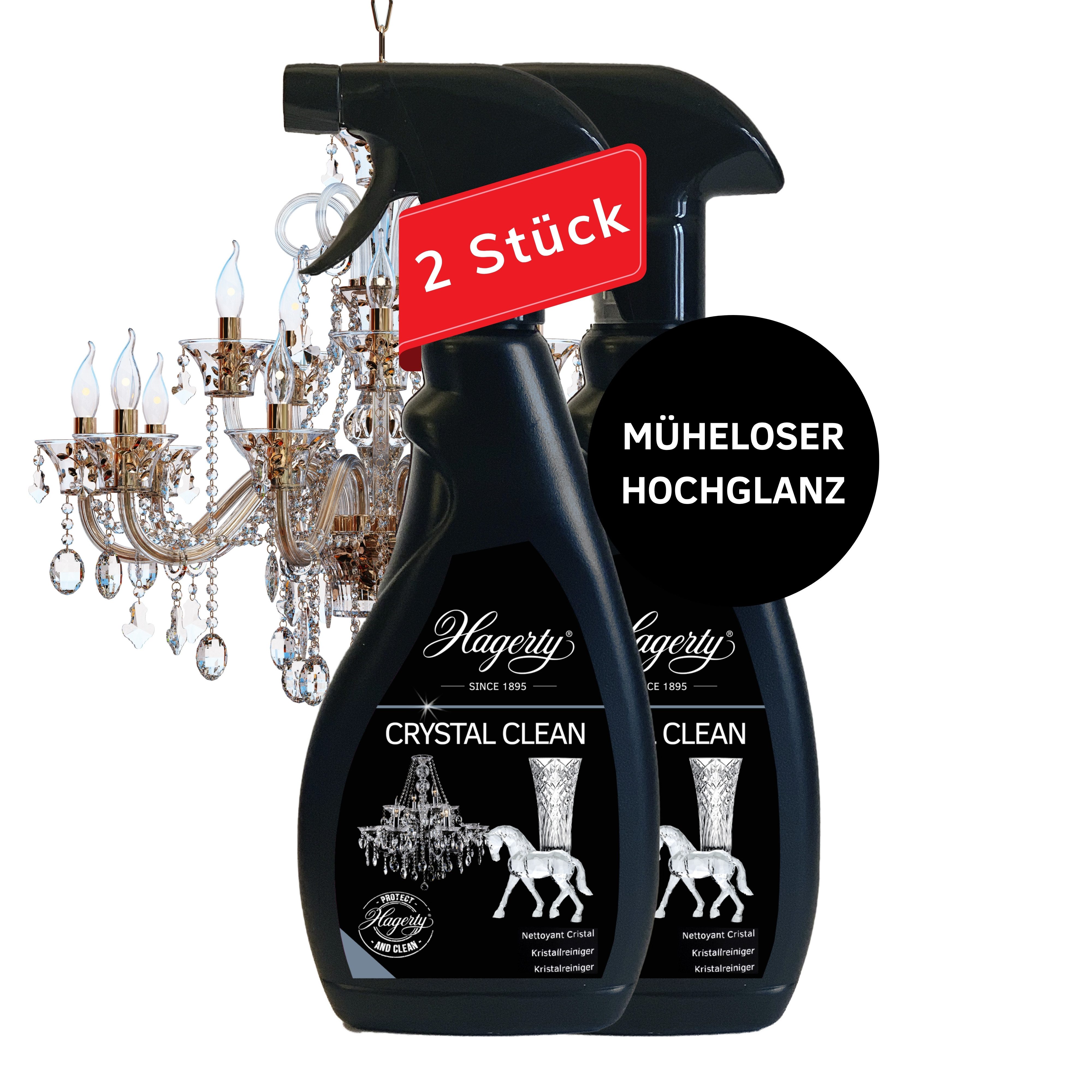 Hagerty Set 2x Crystal Clean Reiniger für Kronleuchter und Kristallreiniger Glasreiniger