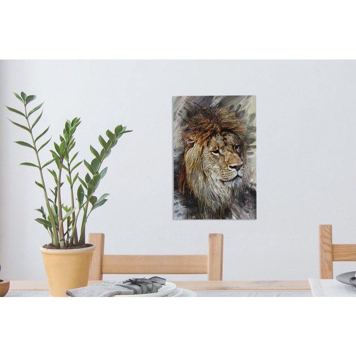 OneMillionCanvasses® Leinwandbild Löwe - Abstrakt - Gemälde (1 St) Leinwandbild fertig bespannt inkl. Zackenaufhänger Gemälde