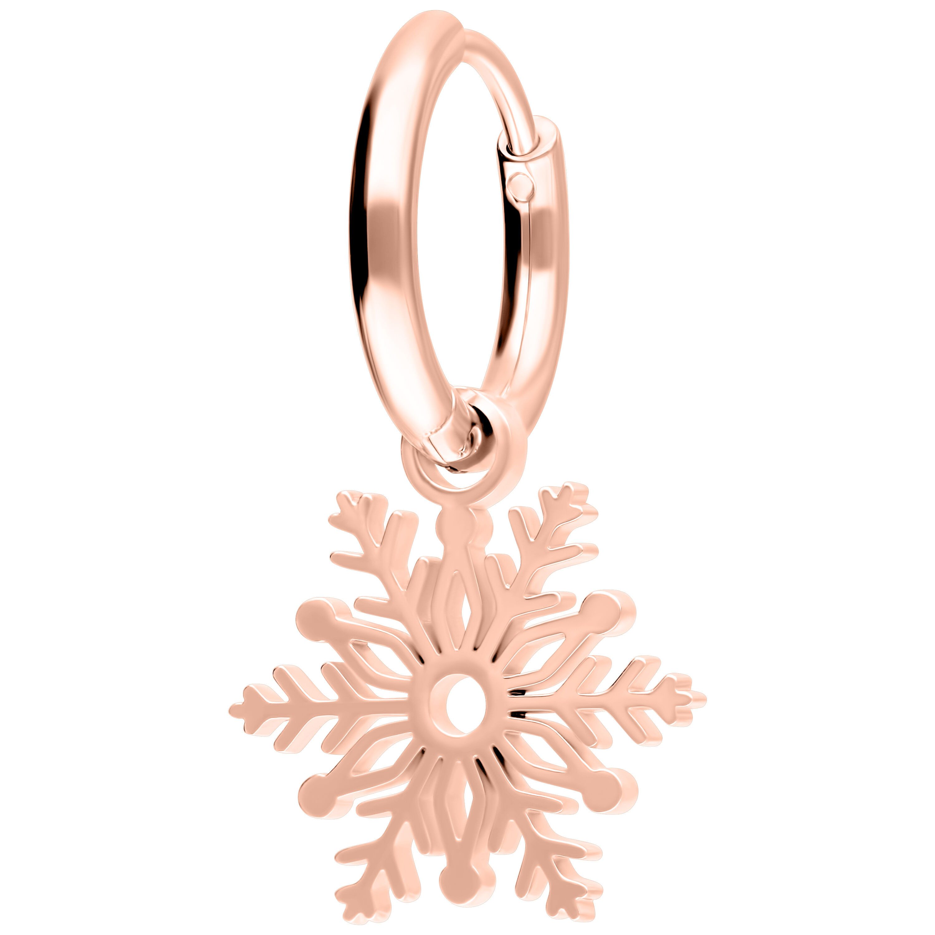 Wildcat Paar Ohrhänger Little Snowflake Hoops - Roségold, Chirurgenstahl 316L - wasserfest, langlebig, hautverträglich