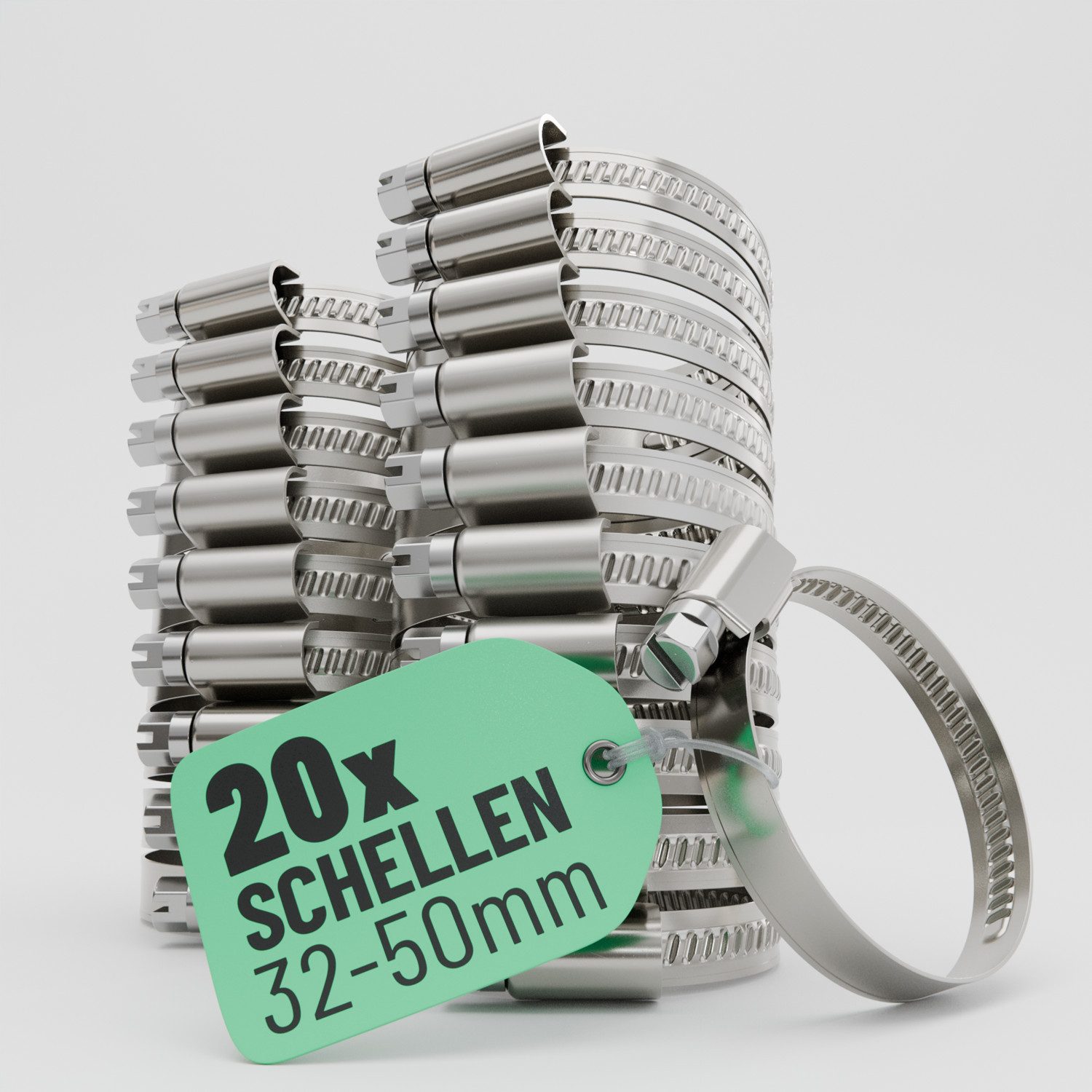 greate. Schlauchschelle 20x Schlauchschellen Edelstahl 32-50 mm - Einstellbare Schlauchschelle, (20-St)
