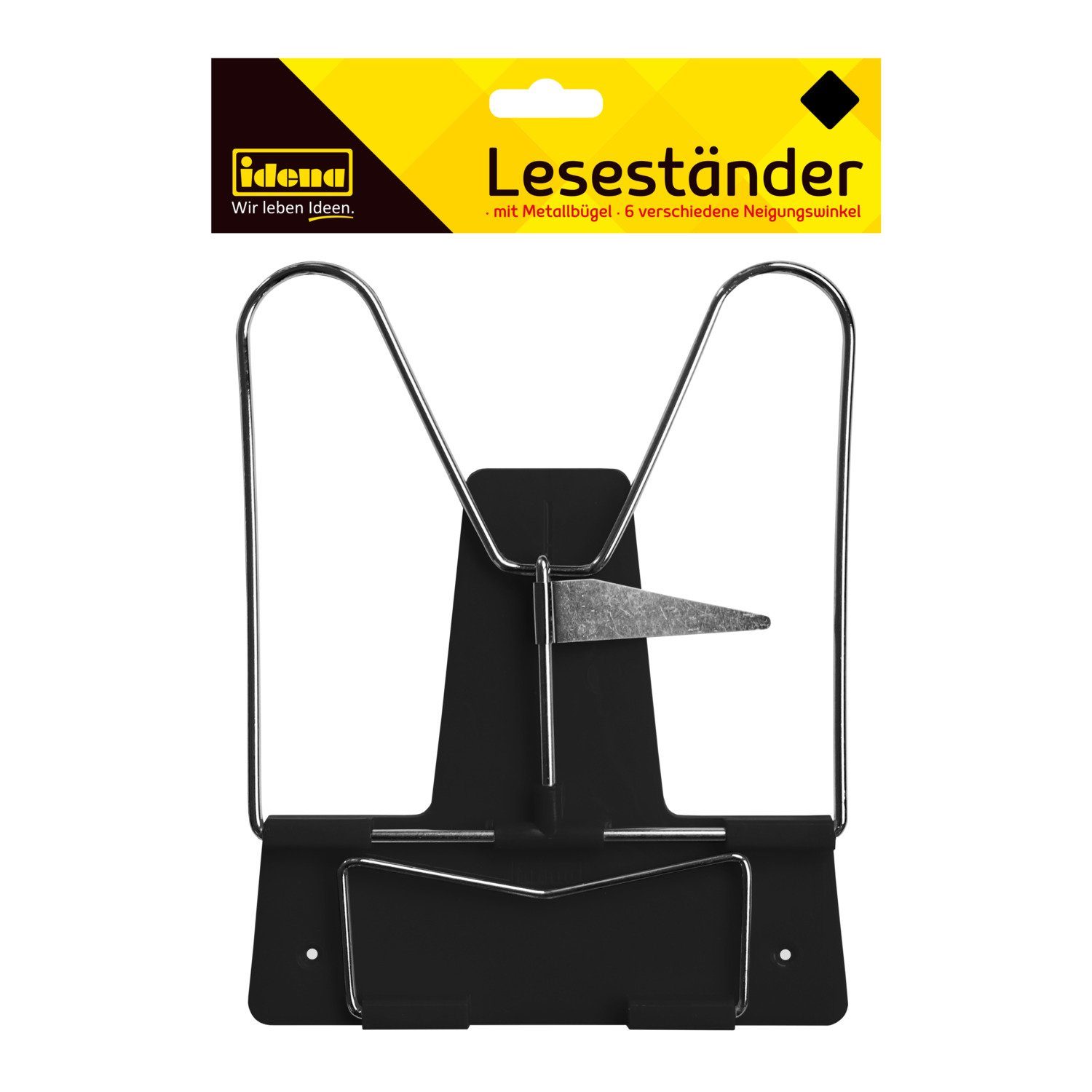 Buchstütze Idena 12085 - Leseständer mit Metallbügel, schwarz, 1 Stück