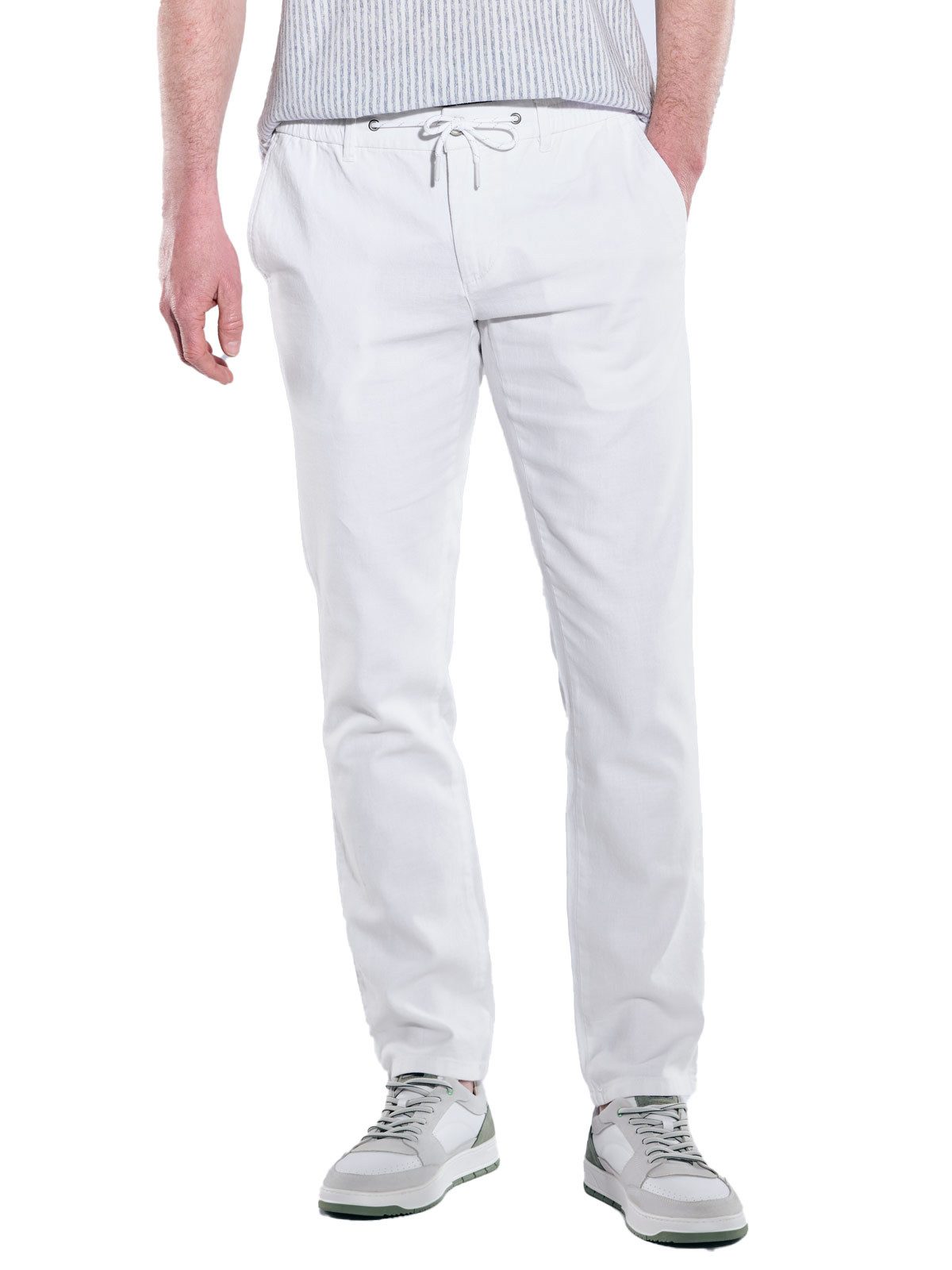 Engbers Chinohose Herren Chino mit Leinenanteil, Reinweiss