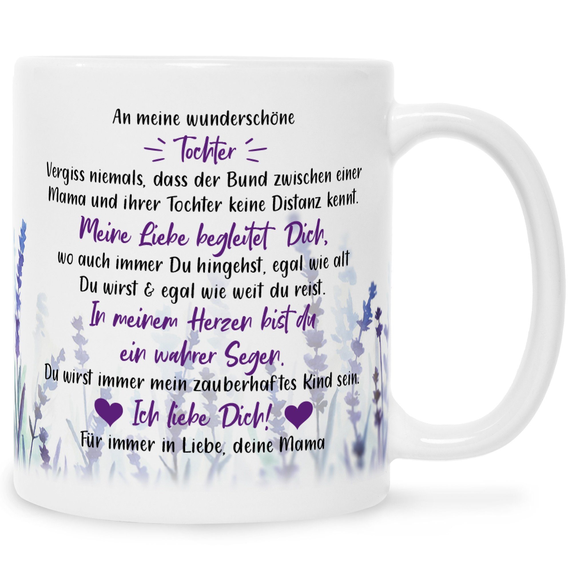 GRAVURZEILE Tasse mit Spruch - von Mama für die Tochter, Keramik, Farbe: Weiß