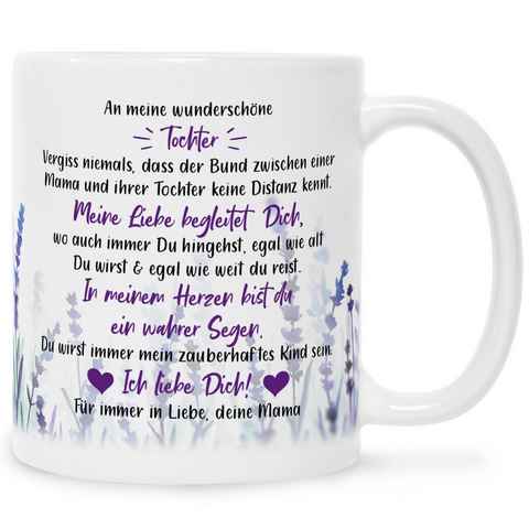 GRAVURZEILE Tasse mit Spruch - von Mama für die Tochter, Keramik, Farbe: Weiß