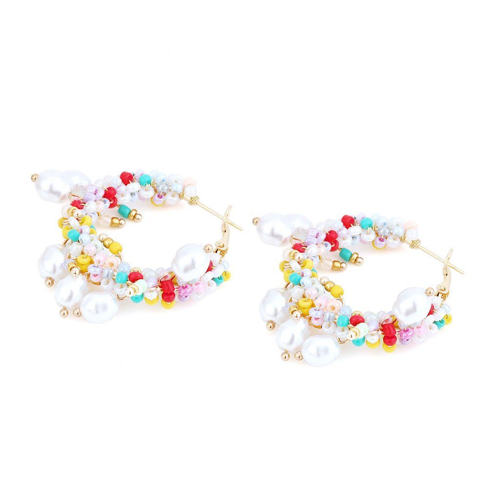 Damenschmuck Ohrhänger Weiß Bohemian-Stil Kreis-Ohrringe im Brautschmuck Paar Paar AUzzO~ farbig