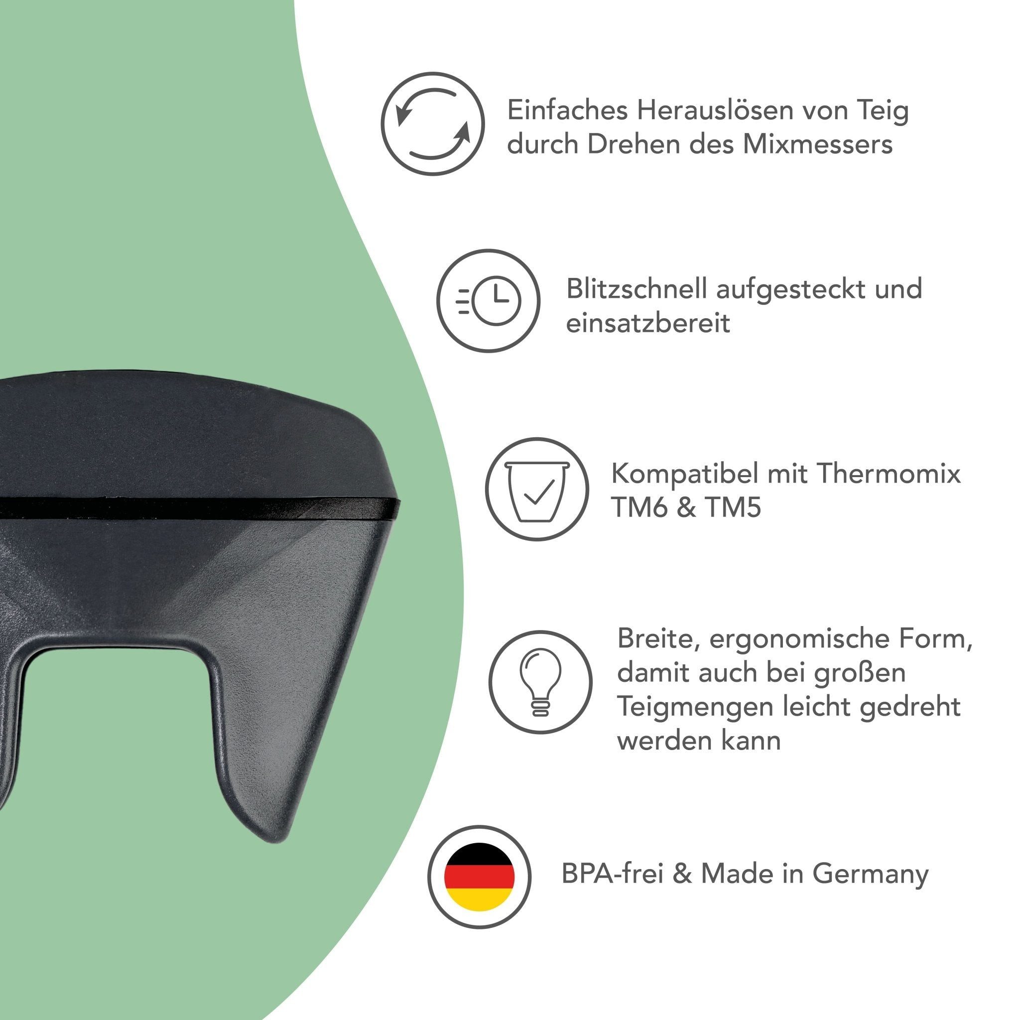 Wundermix Küchenmaschinen-Adapter TeigTwister® V2 Messerdrehhilfe für Thermomix, Zubehör für TM7, TM6, TM5, Einfache Entnahme von Teig aus Mixtopf