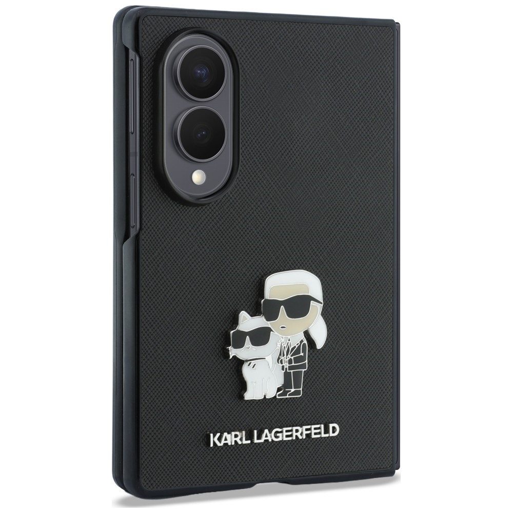 KARL LAGERFELD Handyhülle Galaxy Z Fold 8 Kunstleder Saffiano schwarz Logo Metall 7,6 Zoll, Kantenschutz – Bild 3 von 5