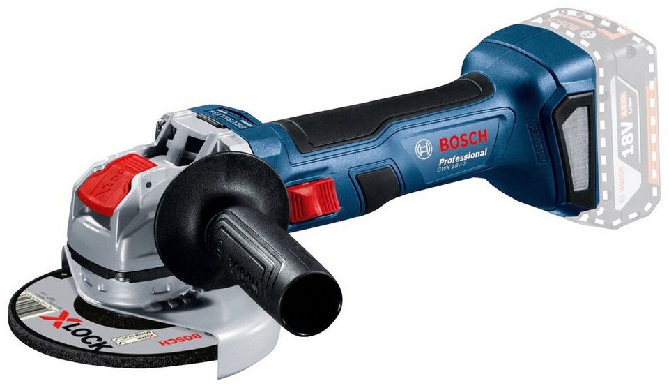 Bosch Professional Akku-Winkelschleifer GWX 18V-7 Professional, max. 11000 U /min, ohne Akku und Ladegerät, Schneller und bequemer Zubehörwechsel dank  schlüssellosem X-LOCK-Klicksystem