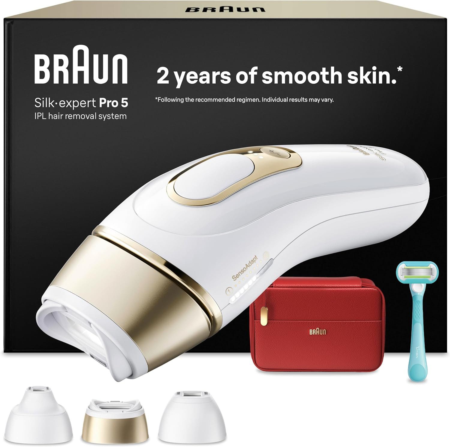 Braun Epilierer Braun IPL Haarentfernung Silk·expert Pro 5, PL5321 Weiß/Gold Rasierer