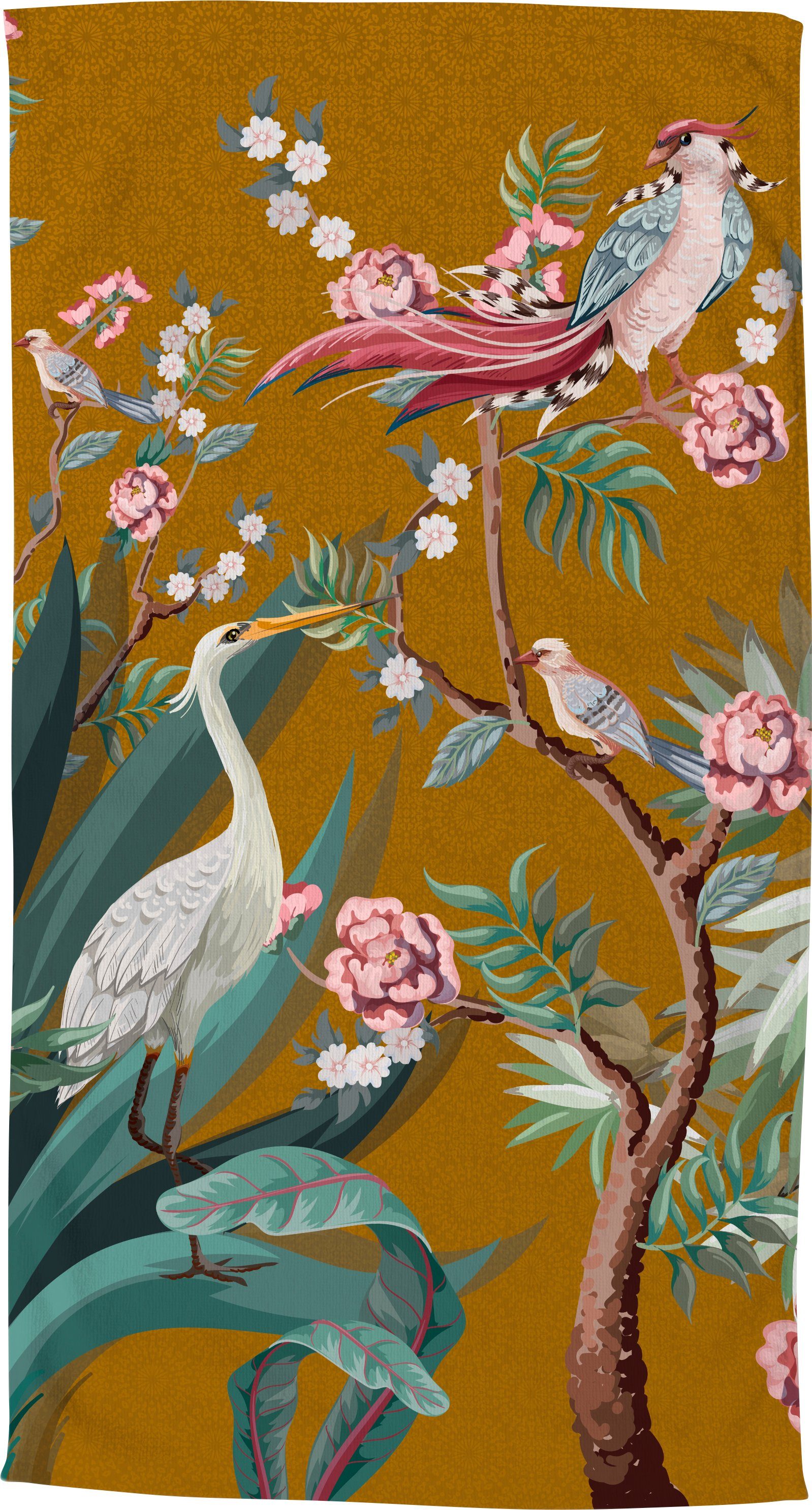 good morning Strandtuch Sarenza, Microfaser (1-St), 100% Mikrofaser, 100x180, Schnelltrocknend, Blumen, Ockergelb