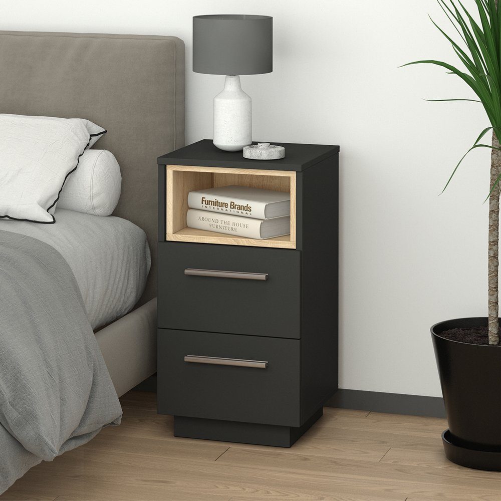 Vicco Nachtschrank Beatrice, Anthrazit/Sonoma, 36 x 68 cm (1-St)
