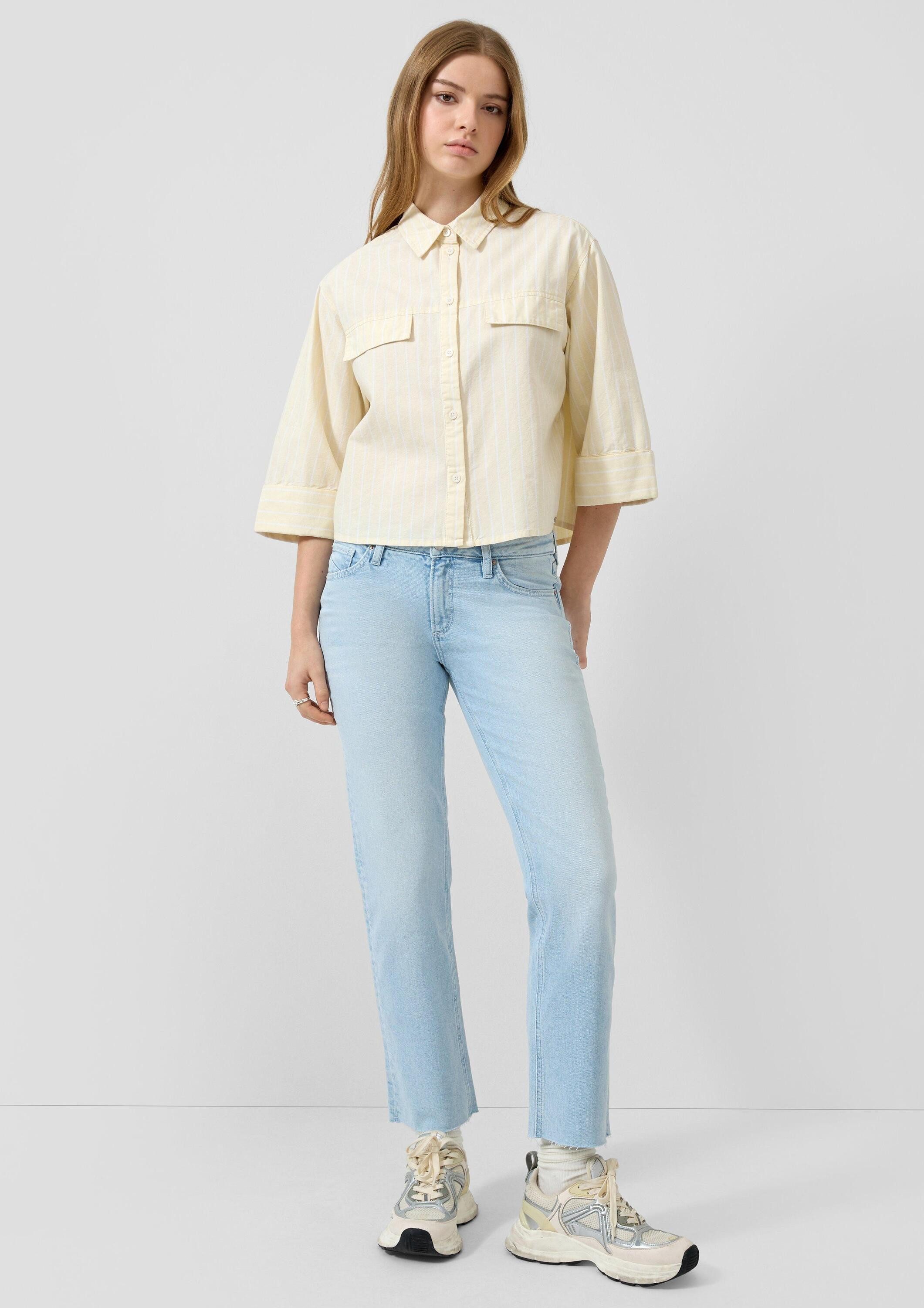 QS Kurzarmbluse Bluse Streifenbluse