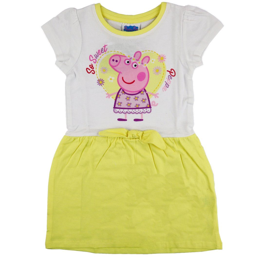 Peppa Pig Sommerkleid Peppa Wutz Kinder Mädchen kurzarm Kleid Gr. 92 bis 116, 100% Baumwolle