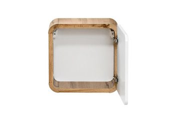 Fun Möbel Badmöbel-Set 6-tlg Set FERMO Weiss HGL inkl. Waschtisch 40cm, (Set, 6-St., Unterschrank, Spiegel, 3 x Hängeschrank, Waschtisch), Türen mit Soft-Close-System, Spiegel inkl. LED