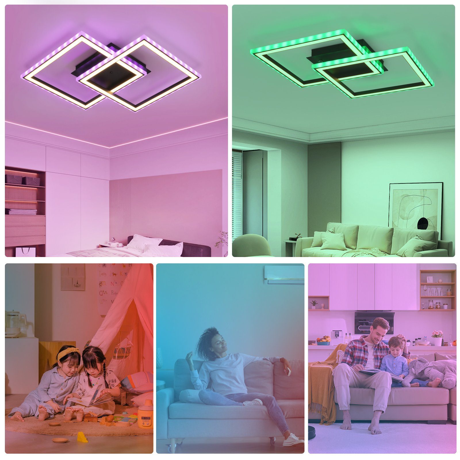 Schlafzimmer Dimmbar integriert, Modern fest RGB Farbwechsel 3000-6000K, Fernbedienung, für ZMH RGB LED Schlafzimmer Deckenleuchte LED Deckenlampe 13