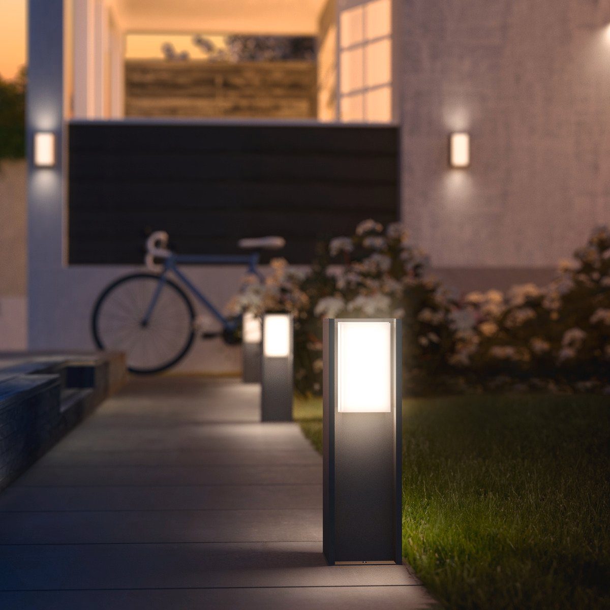 Philips Hue Gartenleuchte Turaco Sockelleuchte, LED wechselbar