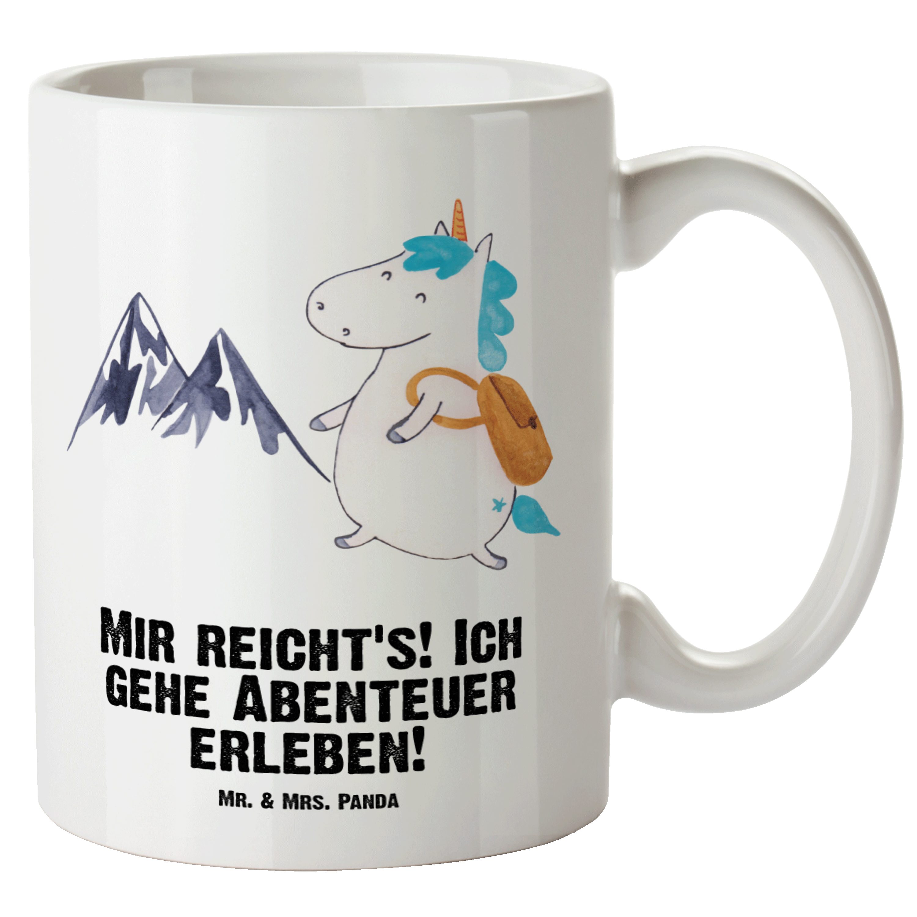 Mr. & Mrs. Panda Tasse Einhorn Bergsteiger - Weiß - Geschenk, Einhorn Deko, Große Tasse, Jum, XL Tasse Keramik