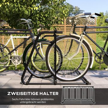 Durhand Fahrradständer Radständer Mehrfachständer bis 6 Fahrräder (Aufstellständer, 1-St., Fahrrad Ständer), beidseitig 155 x 100 x 75 cm, Stahl Schwarz