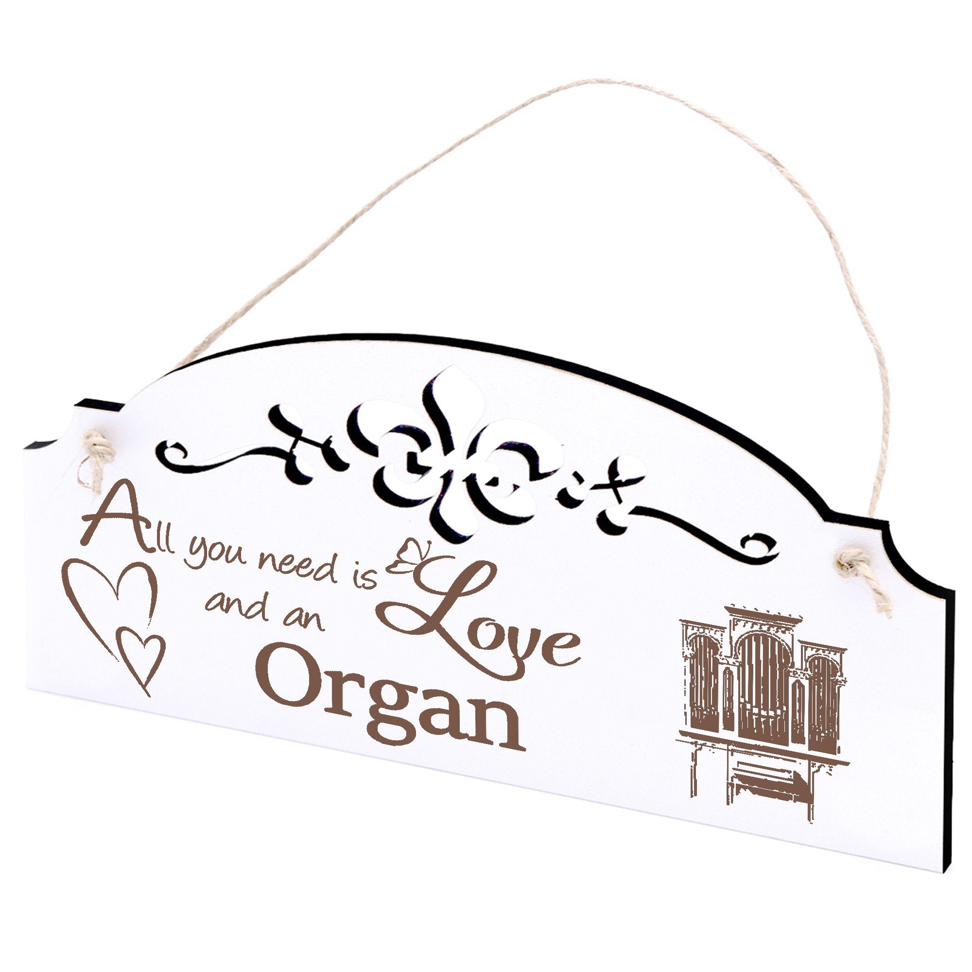 Dekolando Hängedekoration Orgel Deko 20x10cm All you need is Love