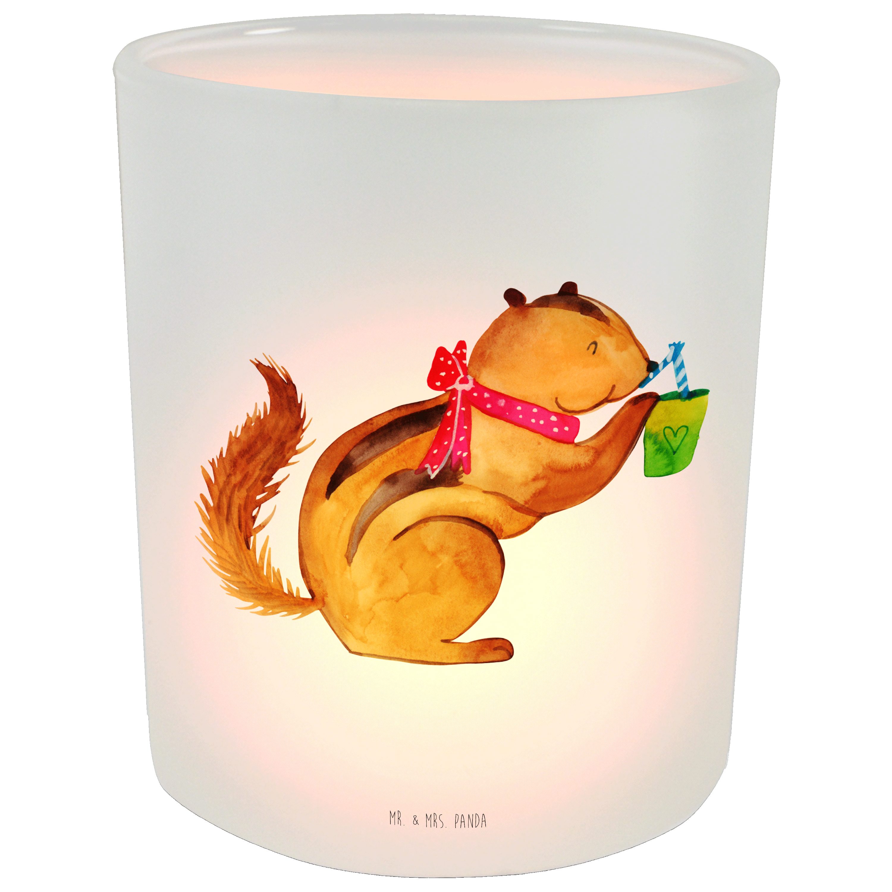 Mr. & Mrs. Panda Windlicht Eichhörnchen Smoothie - Transparent - Geschenk, Tiere, Kerzenglas, Gr (1 St) | Windlichter