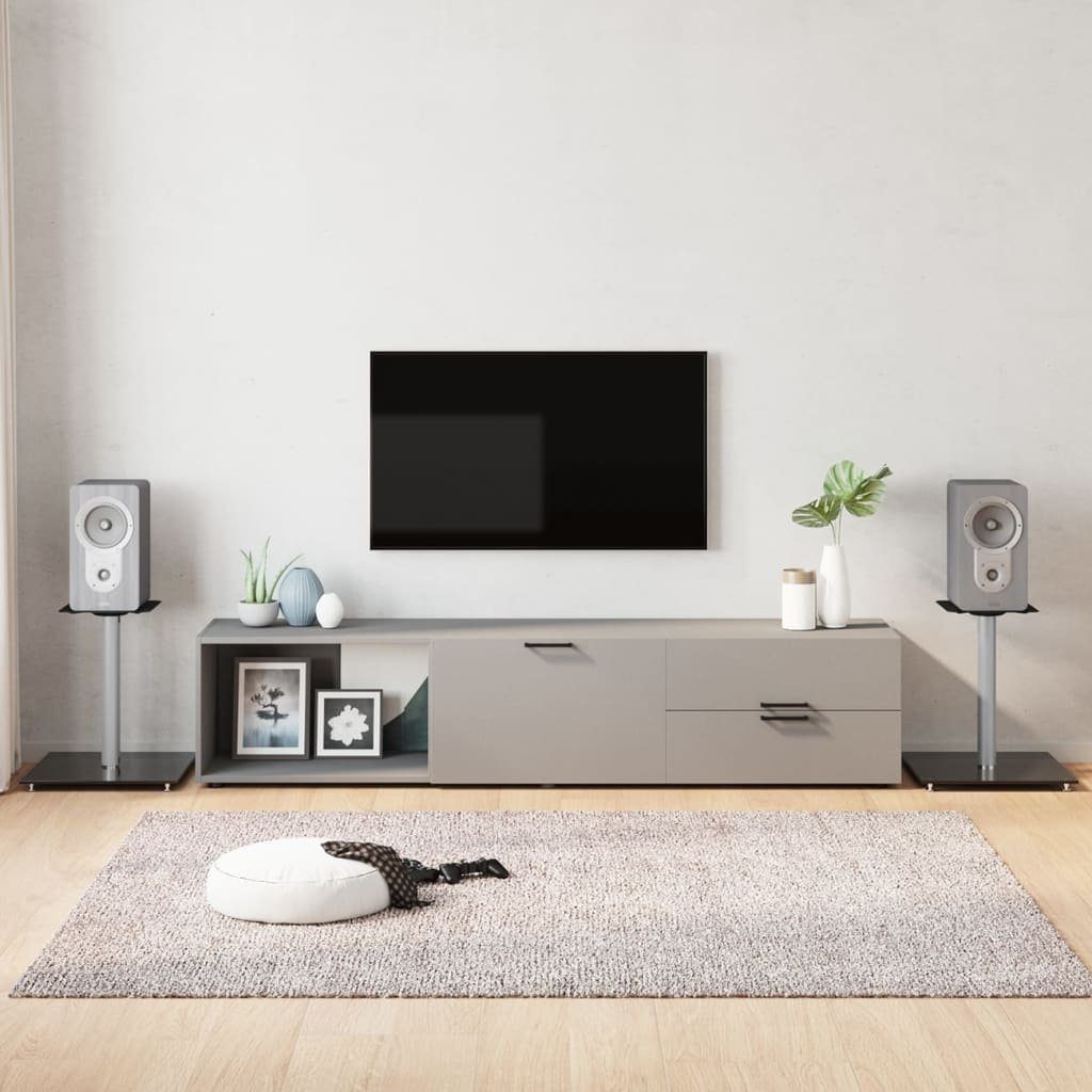 vidaXL Lautsprecherständer Lautsprecher-Ständer 2 Stk. Schwarz & Silbern Hartglas 1 Säule