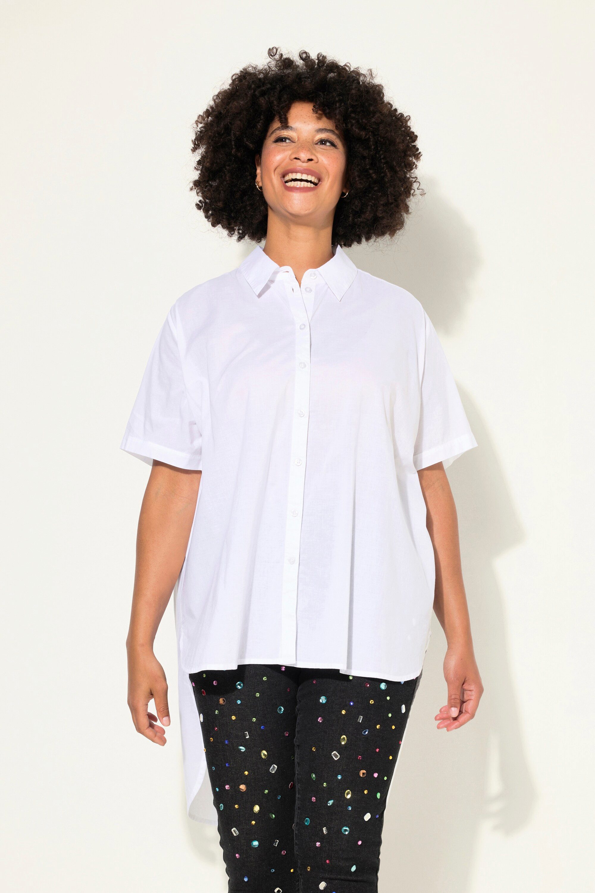 Hemdbluse Hemdbluse Relaxed Fit Hemdkragen Halbarm