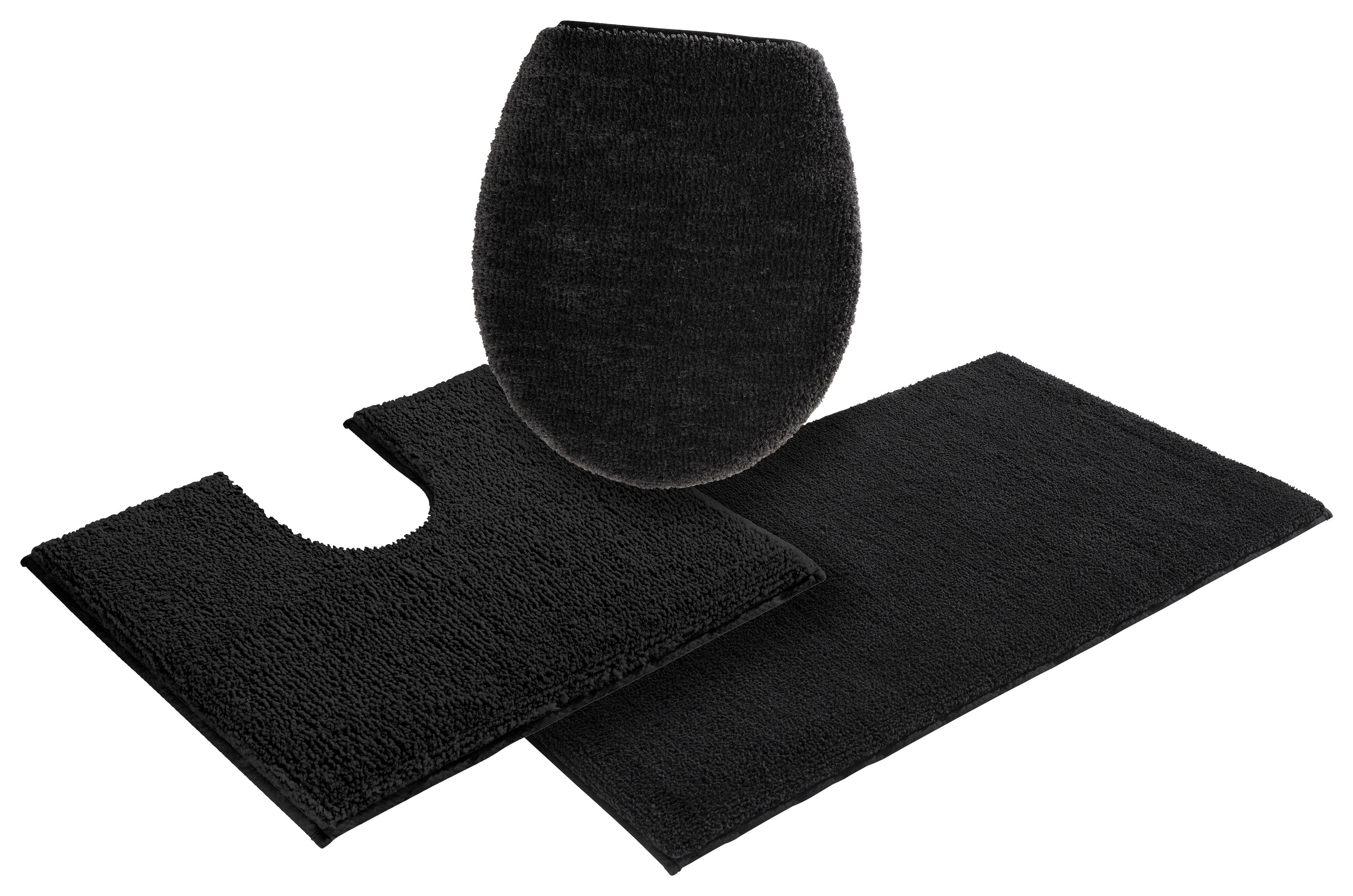 OTTO home Badematte Vanessa, Badvorleger, Badezimmer Teppich, Höhe 10 mm, rutschhemmend beschichtet, schnell trocknend, strapazierfähig, fußbodenheizungsgeeignet, Polyester, rechteckig, 3-tlg. Stand-WC Set, Badteppich, weiche Haptik, unifarben