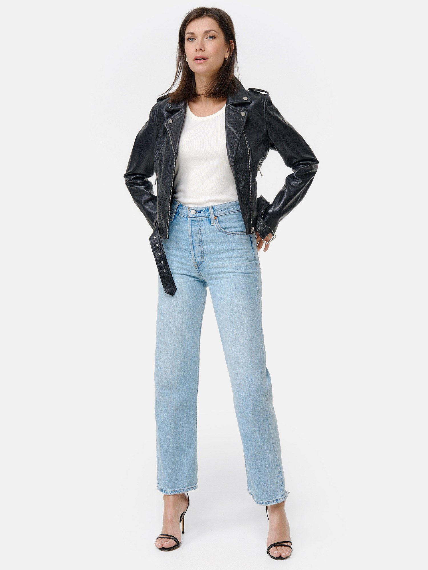 Tazzio Lederjacke F508 Biker Look mit coolen Zipper-Details & Reverskragen – Bild 3 von 5