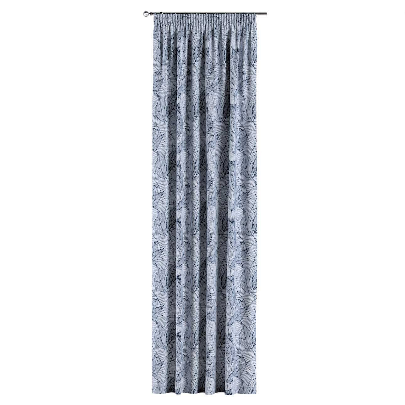 mit 130x100 Kräuselband Vorhang Dekoria Vorhang dunkelblau-weiß Velvet, cm,