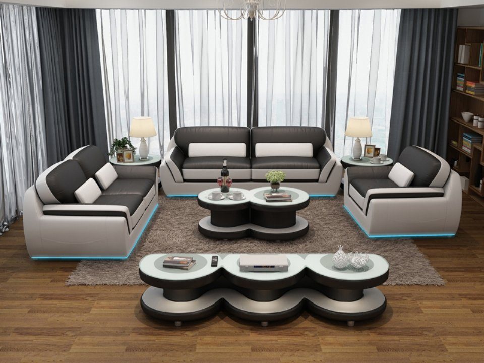 JVmoebel Sofa Ledersofa Couch Sofagarnitur Neu 3+2+1 Sitzer Garnitur Sofa, Made in Europe