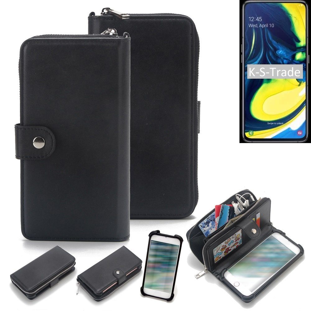 K-S-Trade Handyhülle für Samsung Galaxy A80, 2in1 Handyhülle Schutzhülle & Portemonnee Cover Handy Hülle