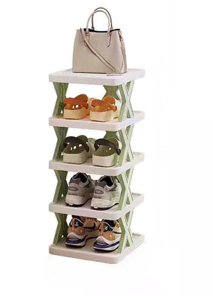 habeig Schuhregal Schuhschrank Grün/Weiß Einfache Montage Erweiterbar bis 9 Ebenen