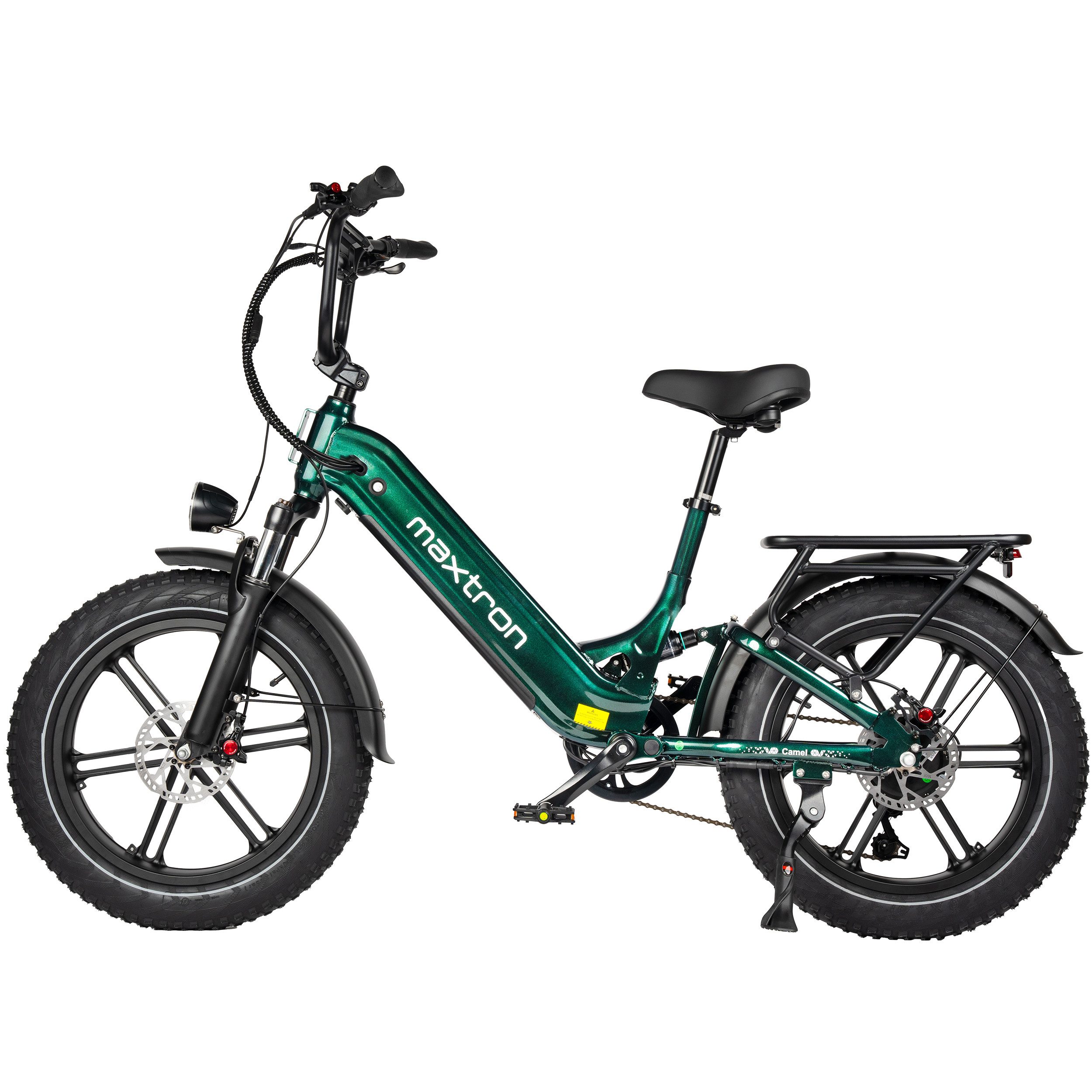 Maxtron E-Bike Crossrad Maxtron Camel E-Bike compactbike, 7 Gang Shimano, Kettenschaltung, Heckmotor, 864 Wh, (Packung), 20-Zoll-Fettreifenfahrrad mit Vorder- und Hinterradfederung